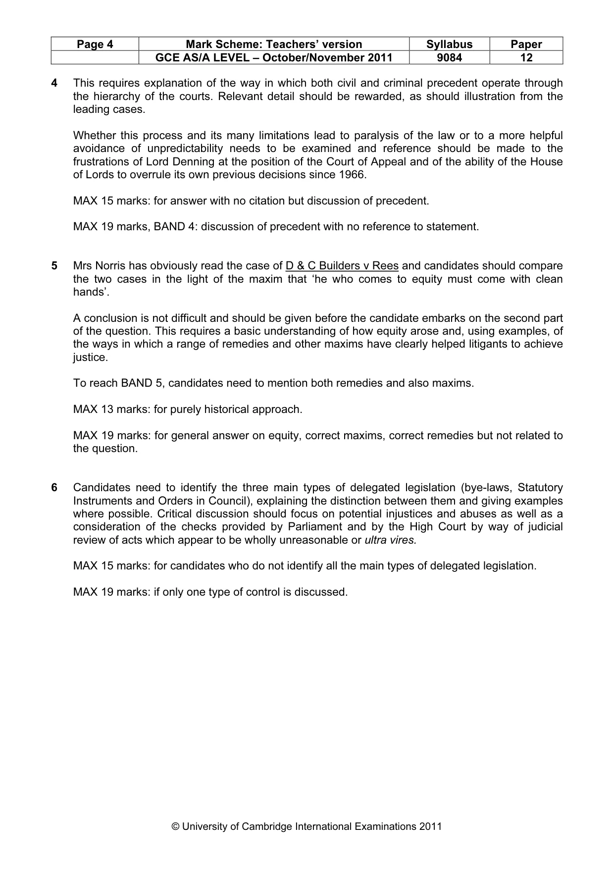 Mark scheme, page 4 of 4