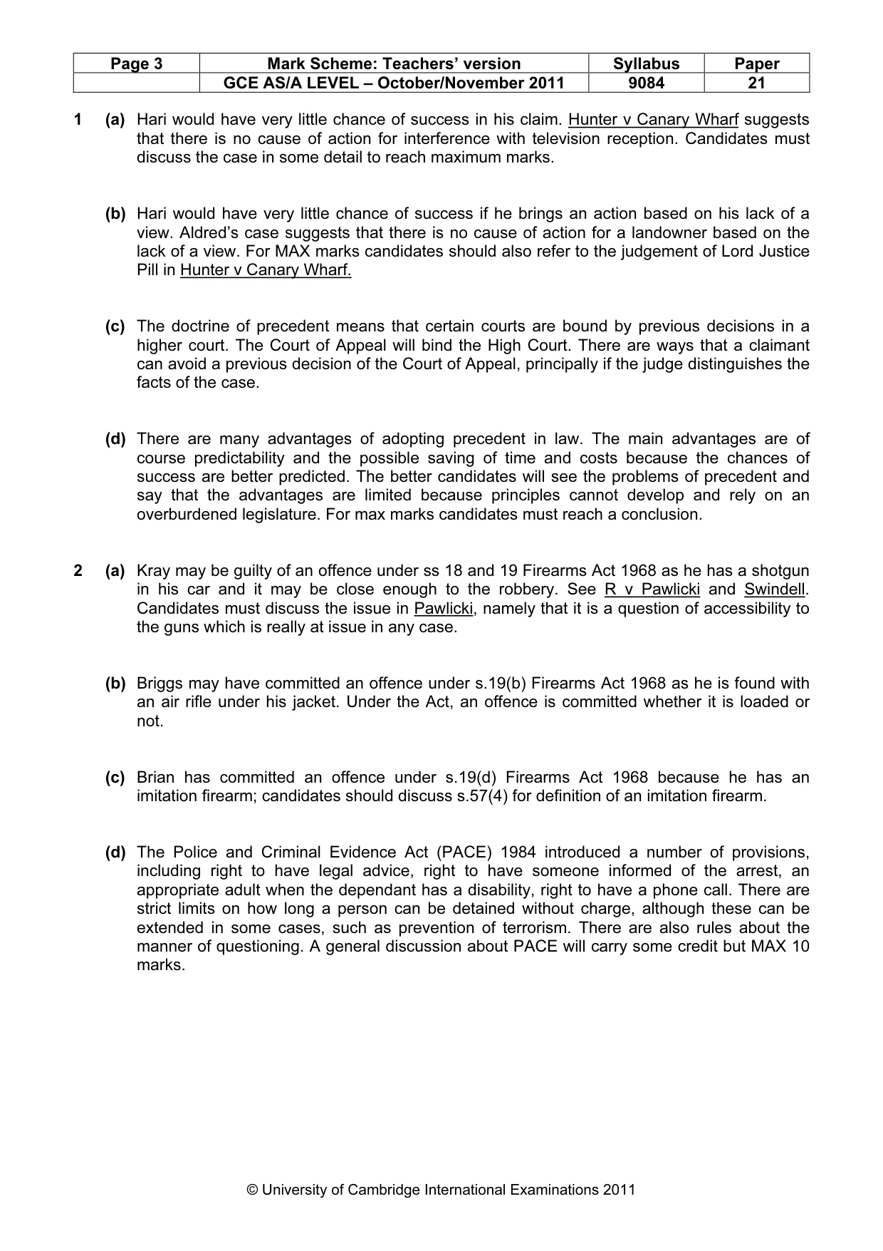 Mark scheme, page 3 of 3