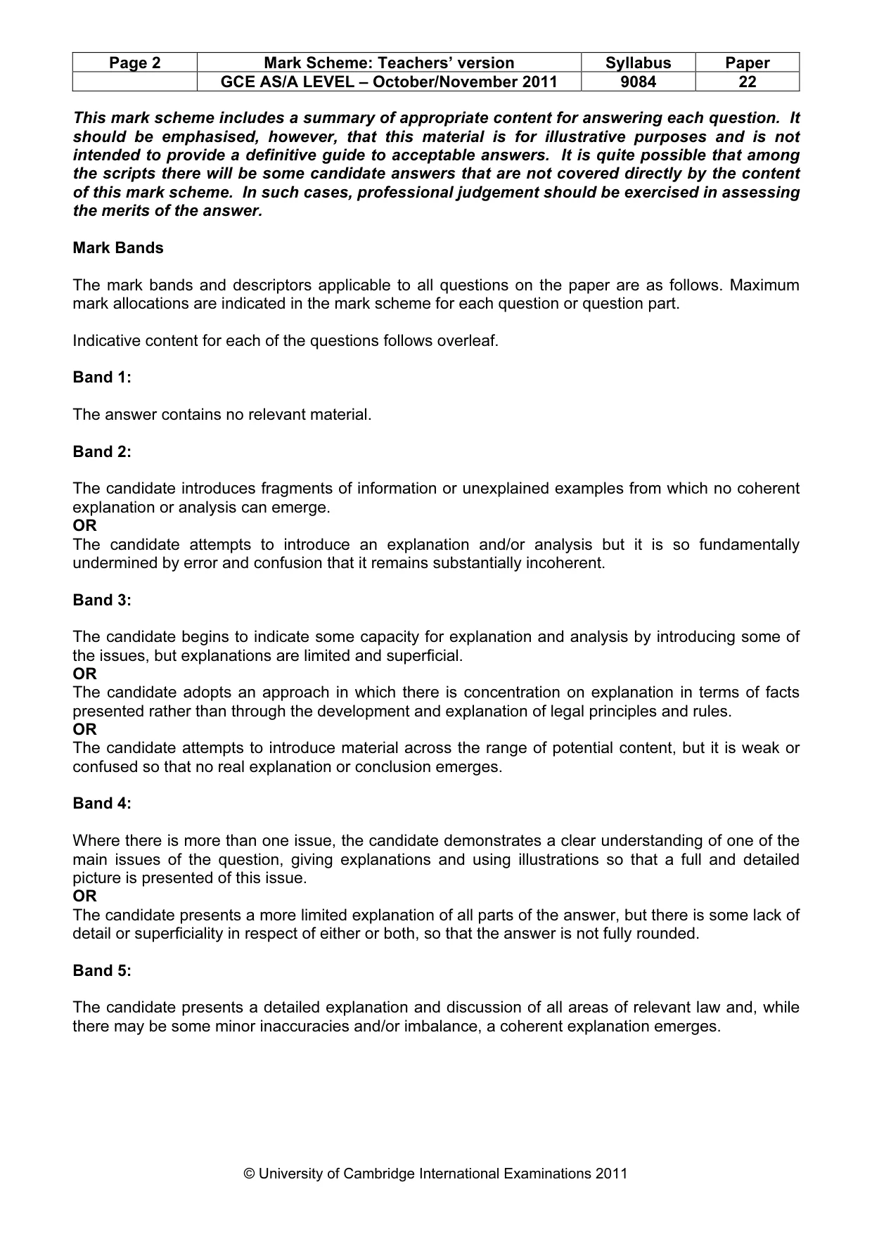 Mark scheme, page 2 of 4