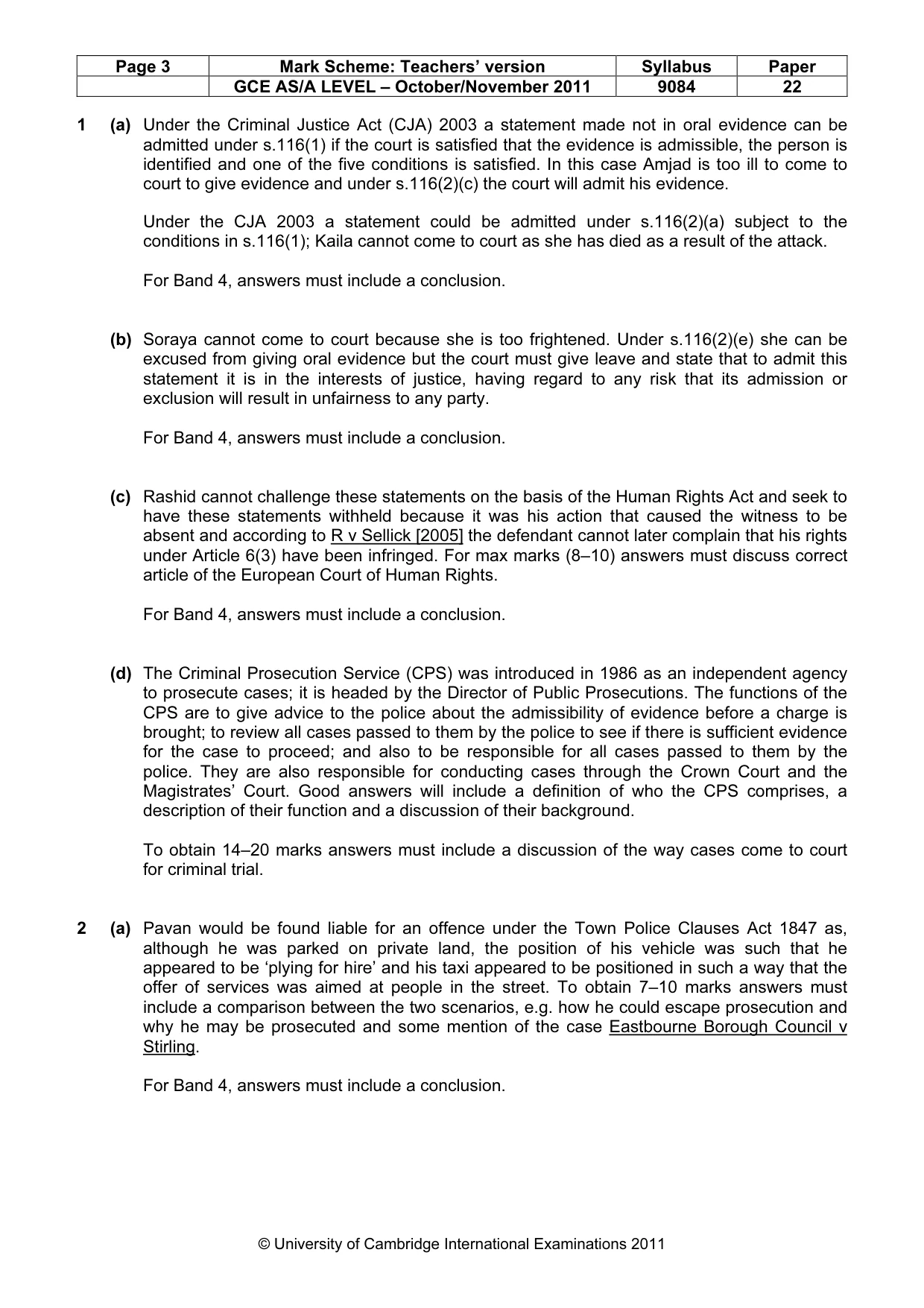 Mark scheme, page 3 of 4