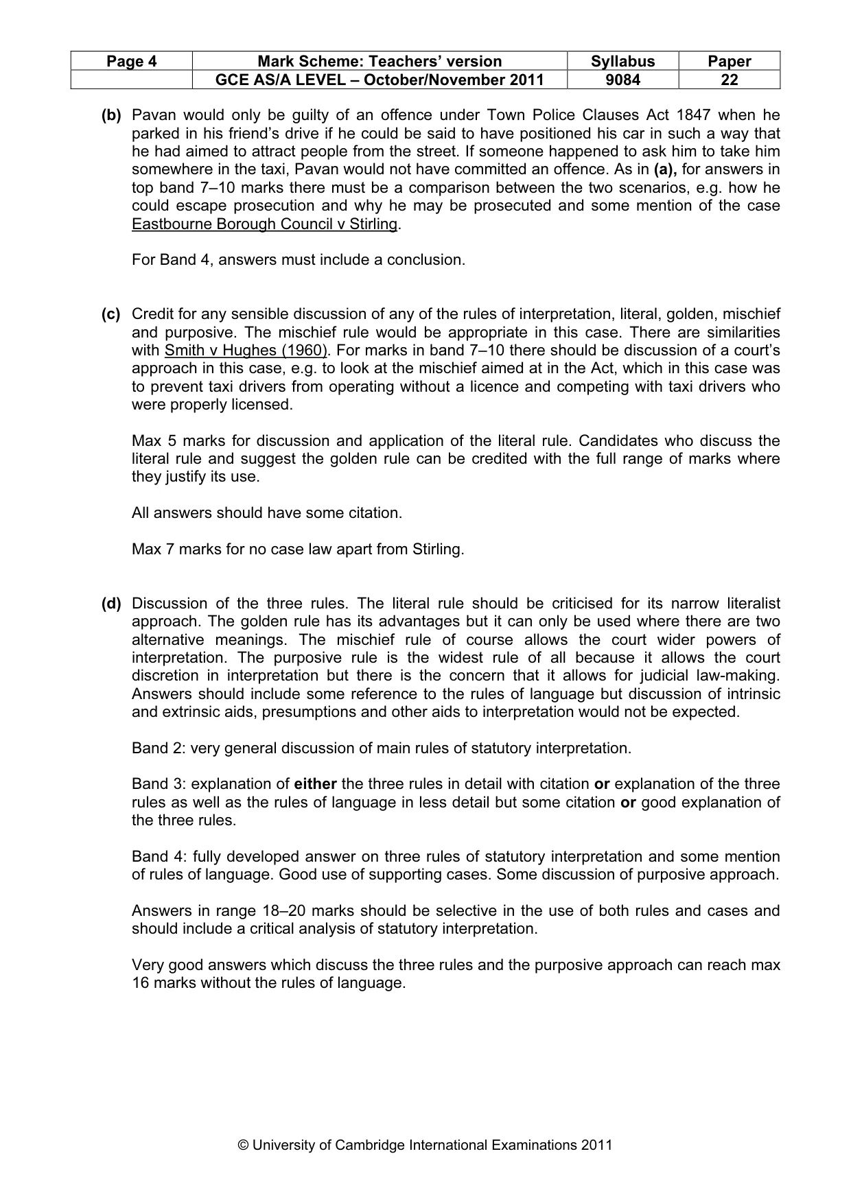 Mark scheme, page 4 of 4