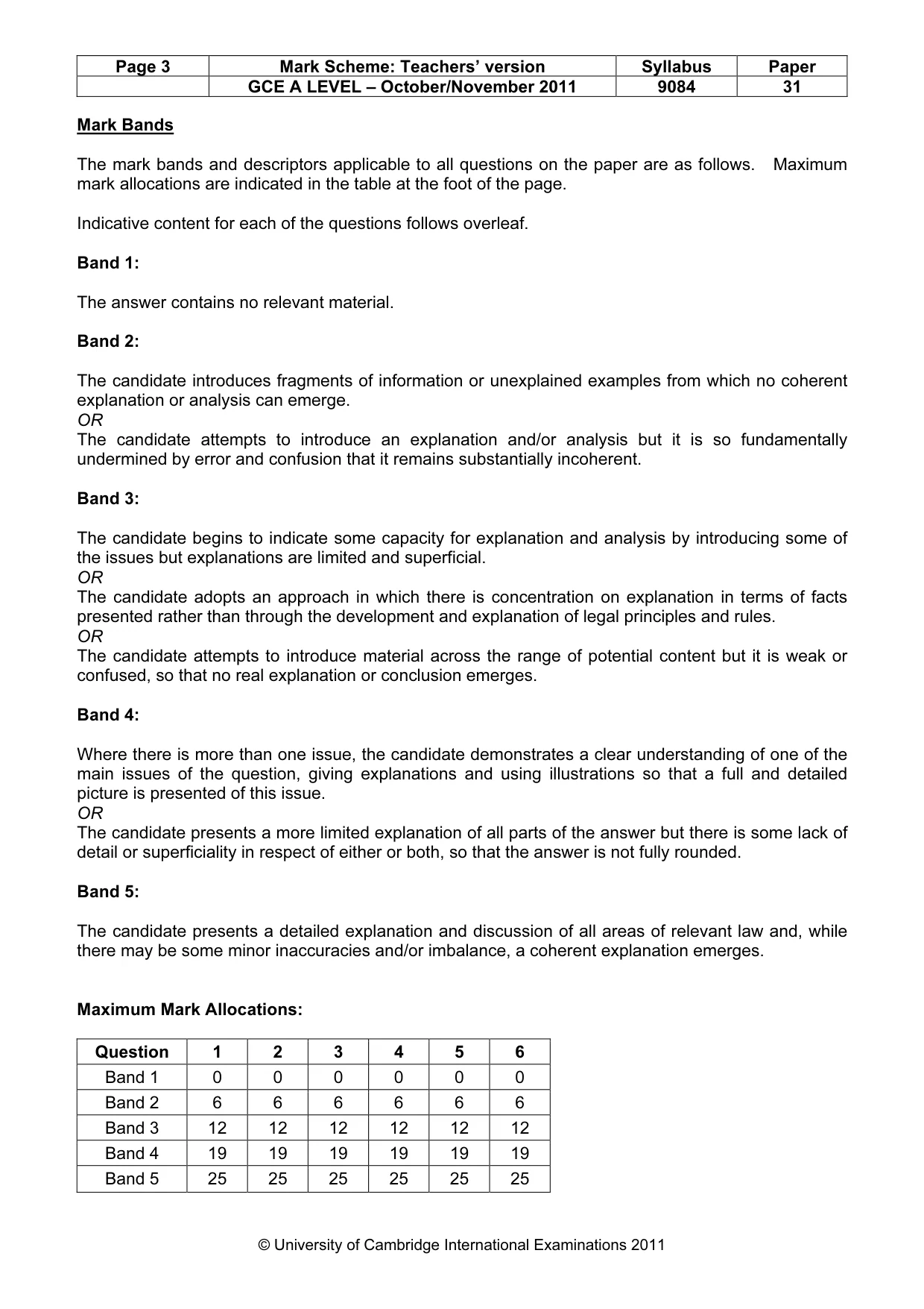Mark scheme, page 3 of 7