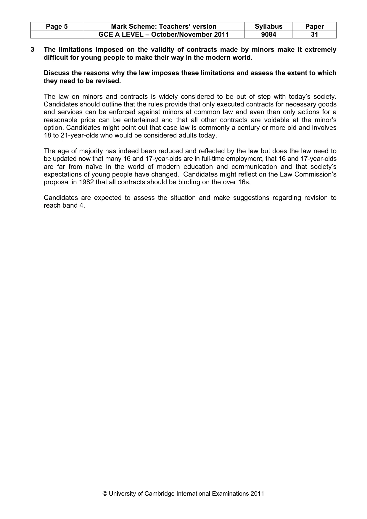 Mark scheme, page 5 of 7
