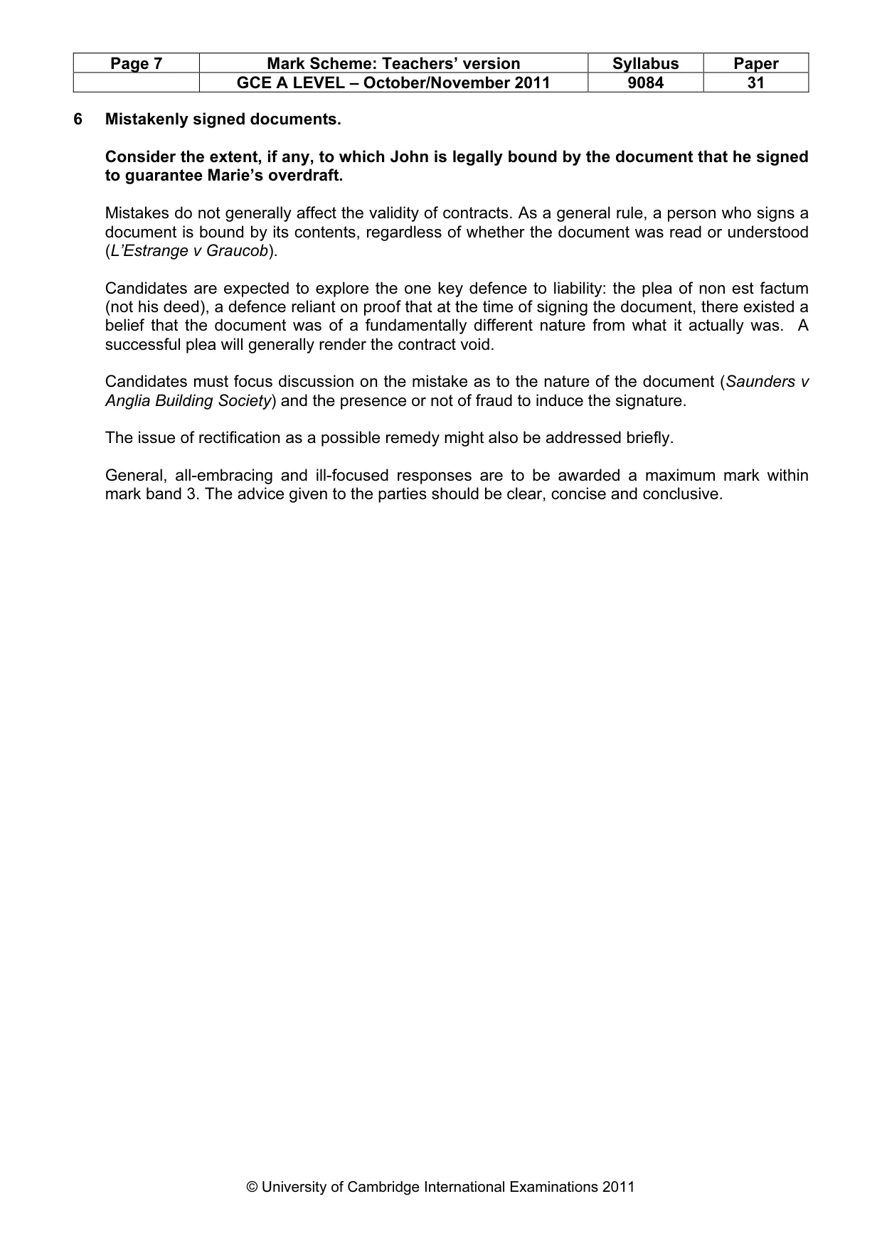 Mark scheme, page 7 of 7