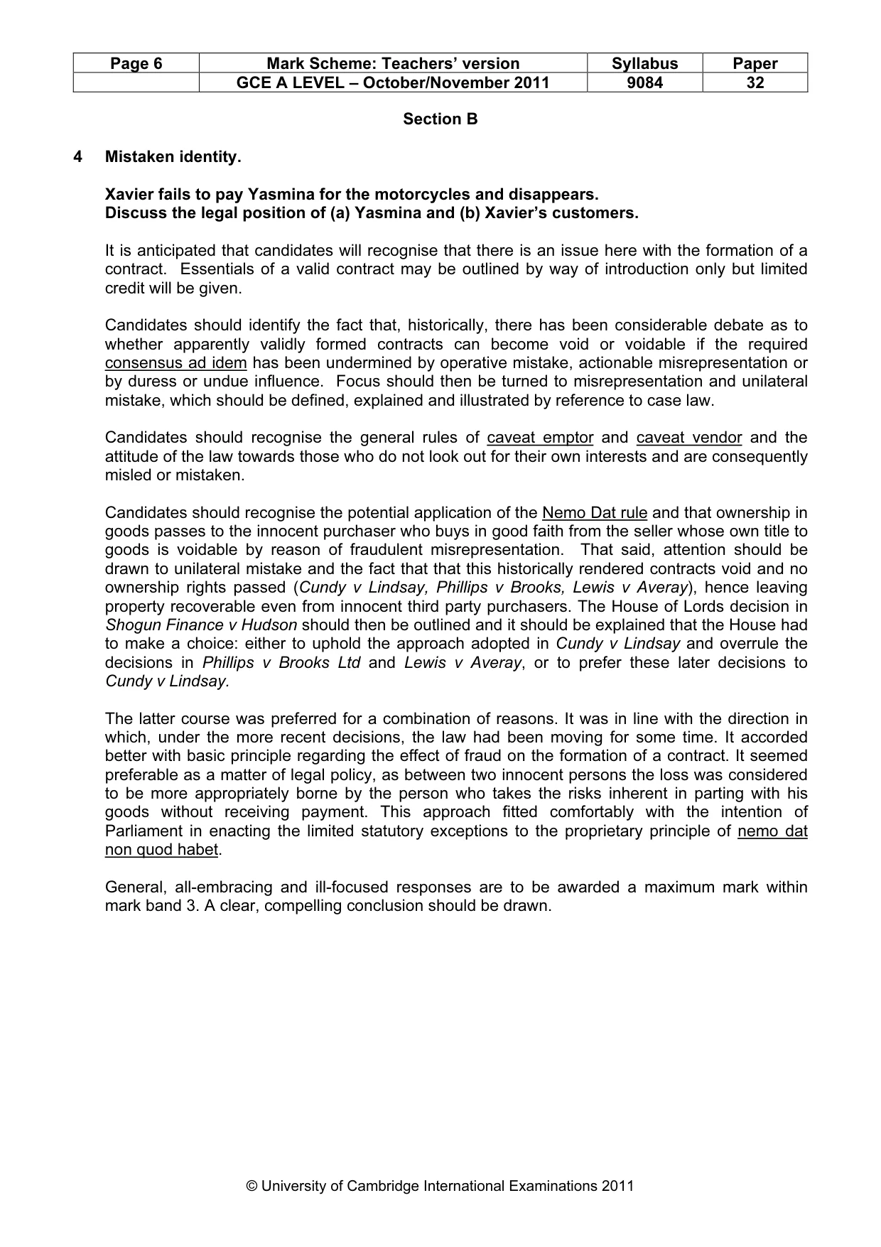 Mark scheme, page 6 of 8