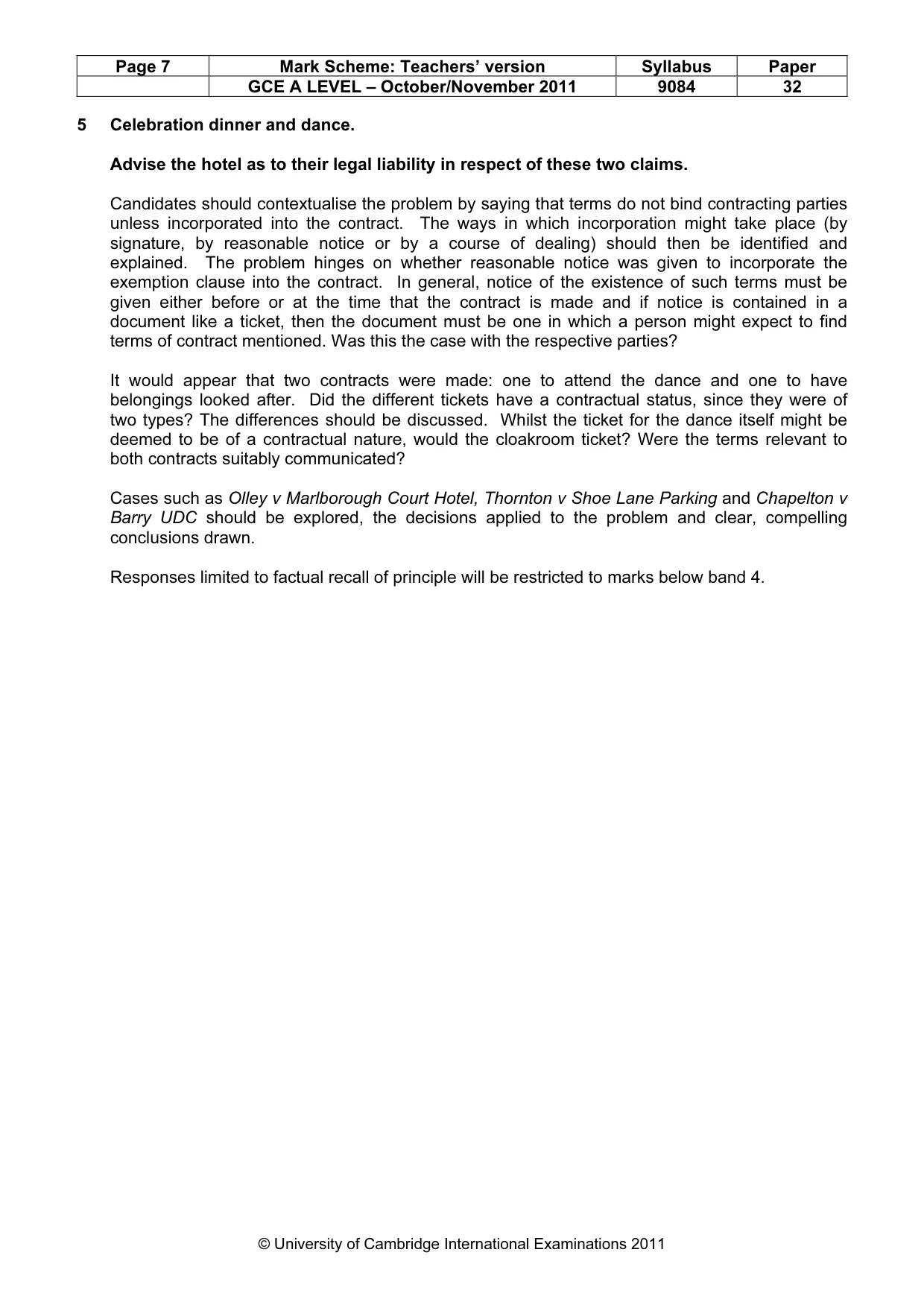 Mark scheme, page 7 of 8