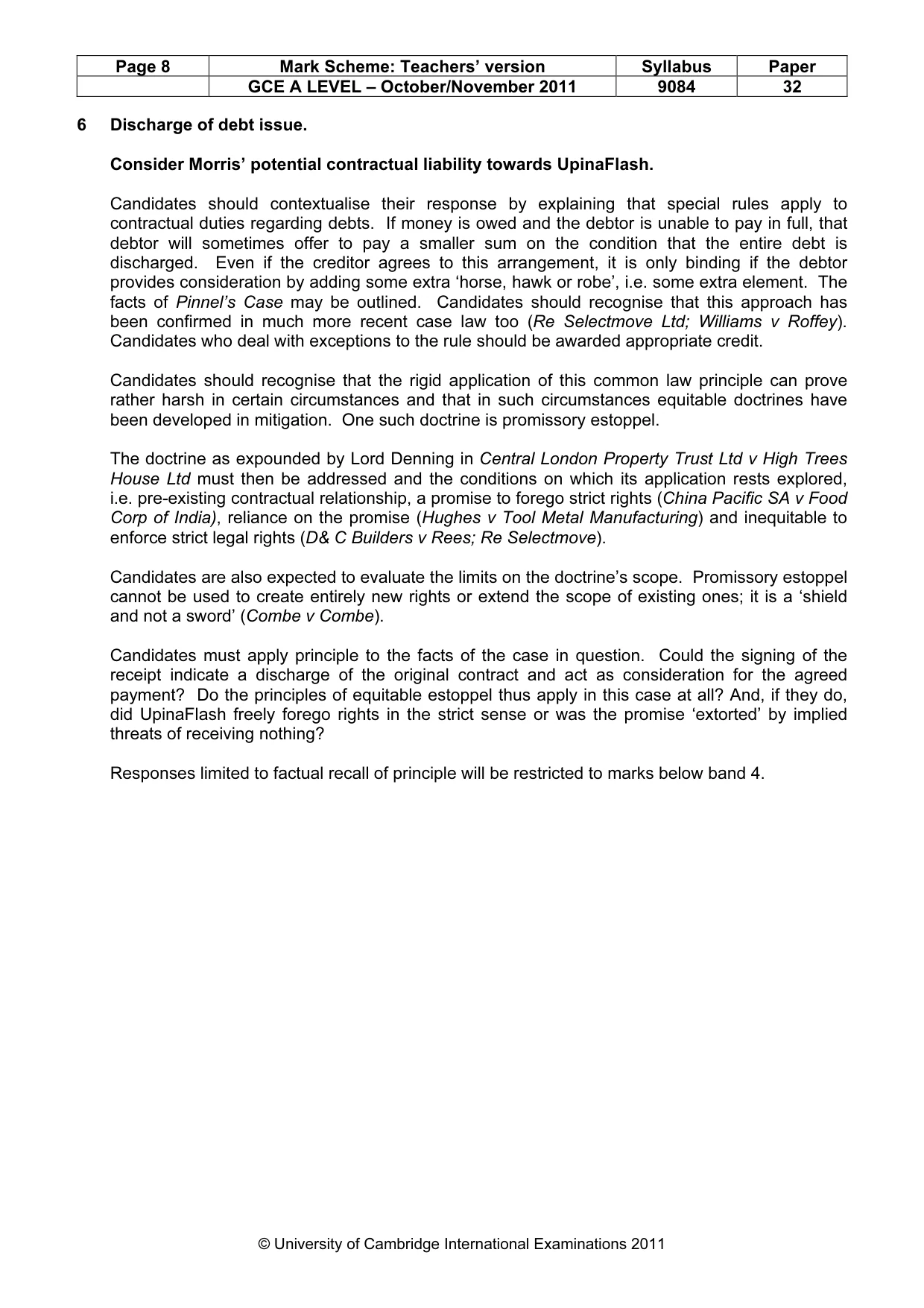 Mark scheme, page 8 of 8