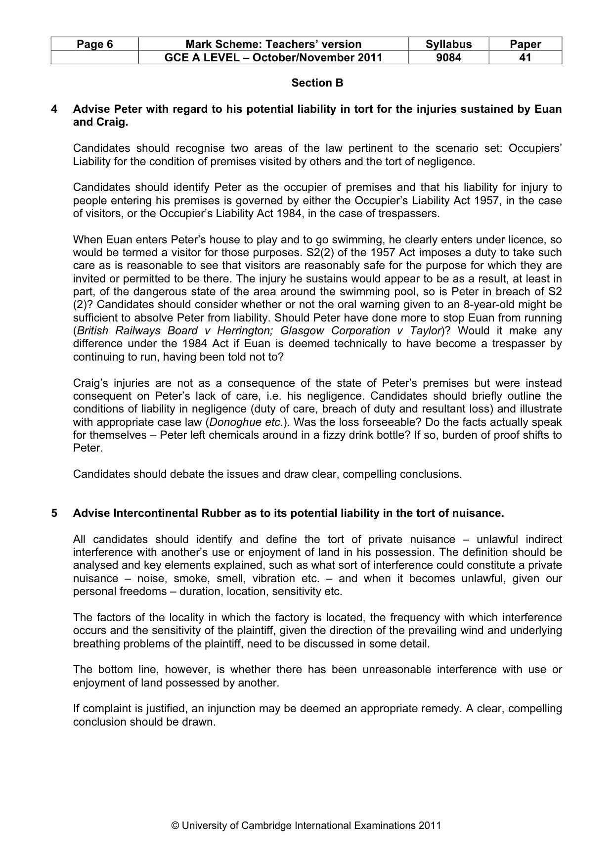 Mark scheme, page 6 of 7