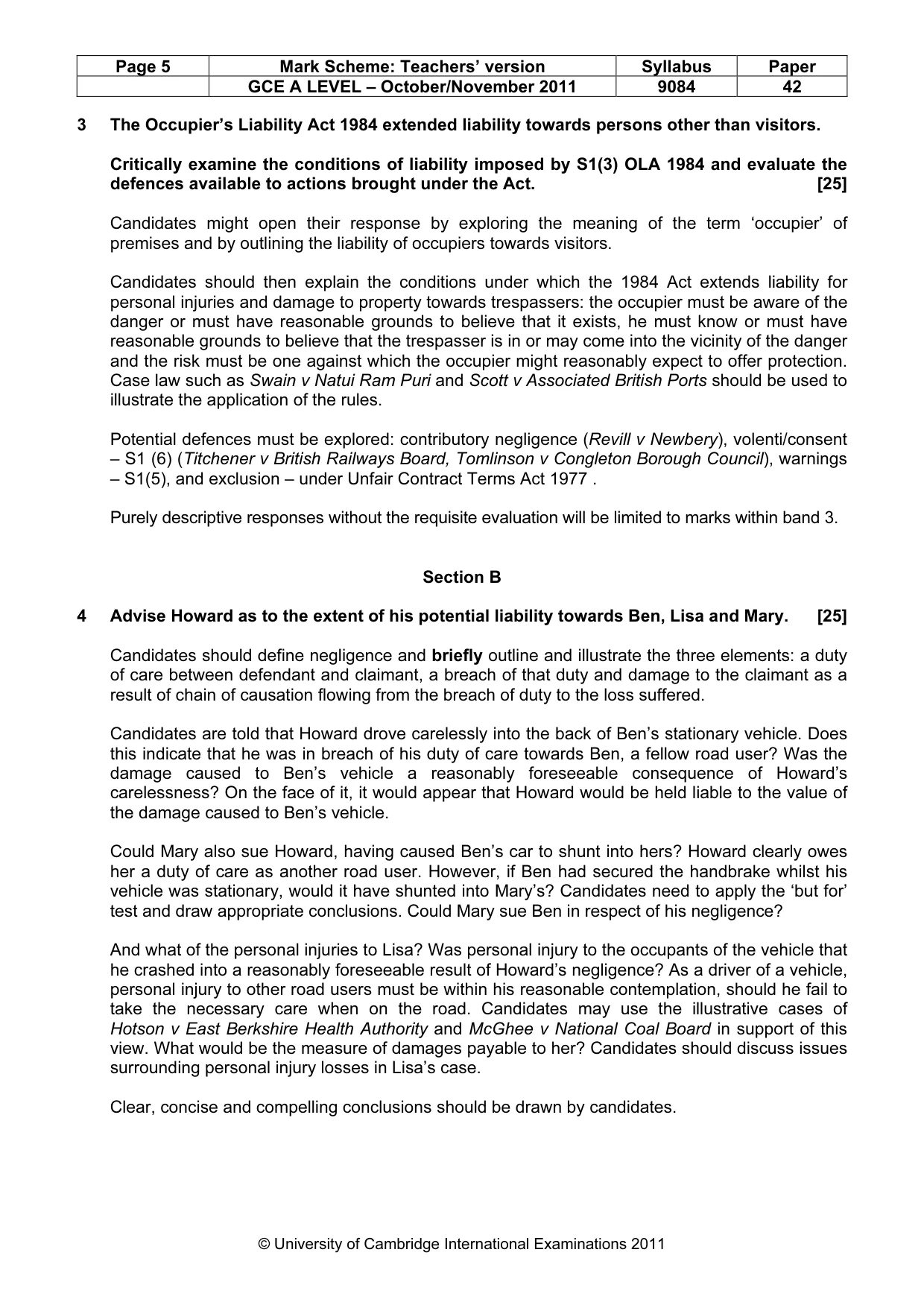 Mark scheme, page 5 of 7