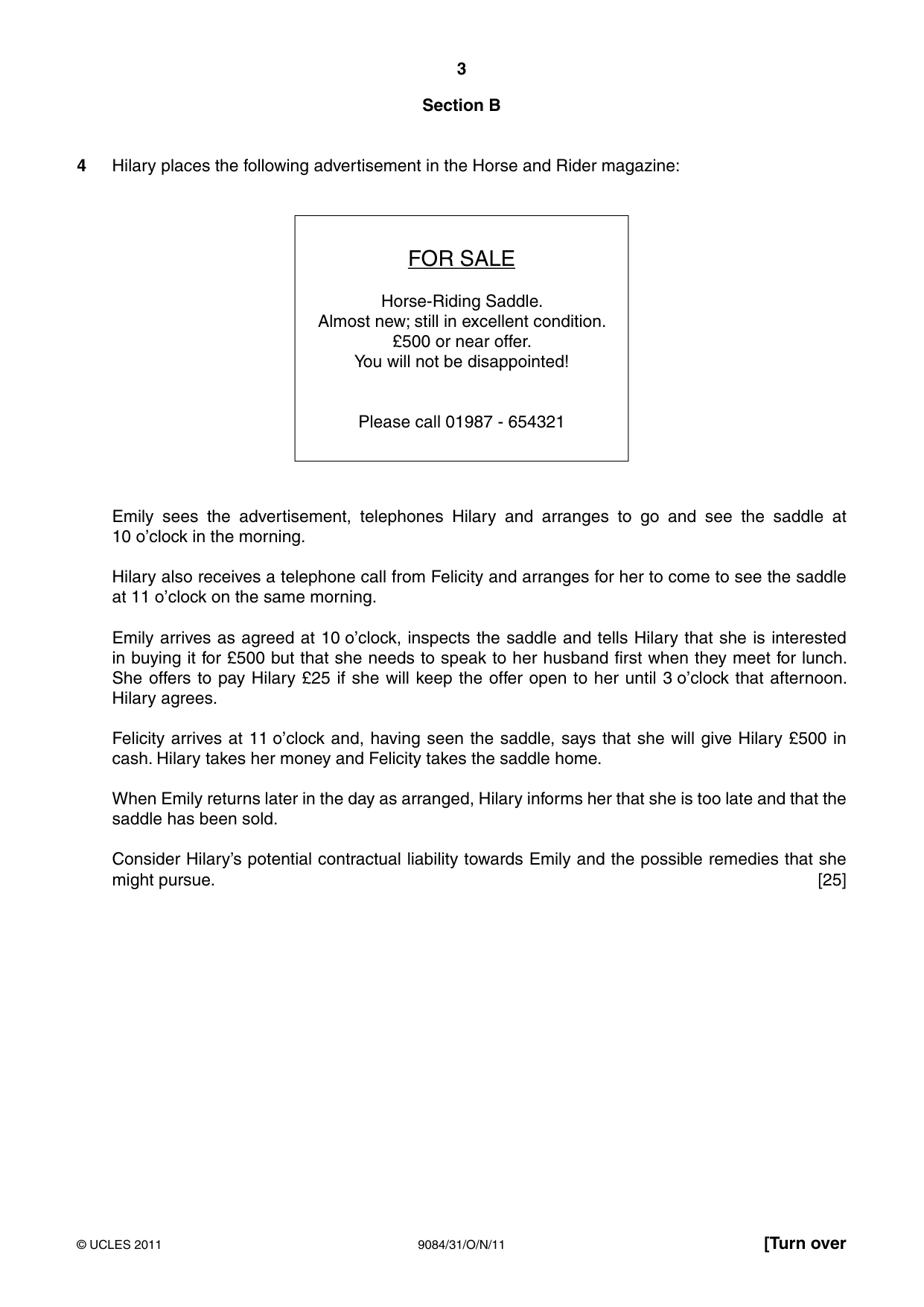 Cambridge A Level Law 9084 2011 Oct/Nov Paper 3 · Variant 1 question paper, page 3 of 4