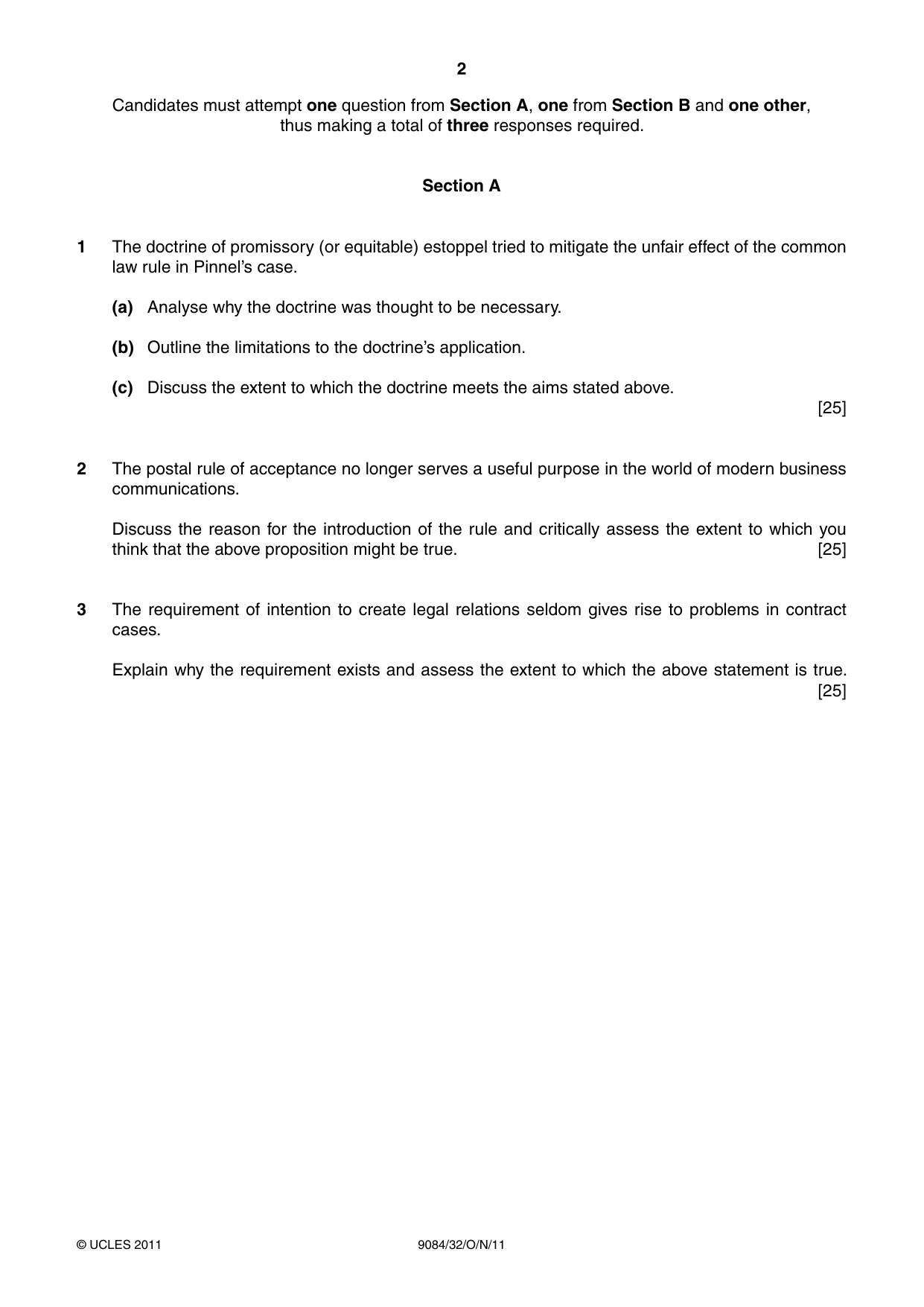 Cambridge A Level Law 9084 2011 Oct/Nov Paper 3 · Variant 2 question paper, page 2 of 4