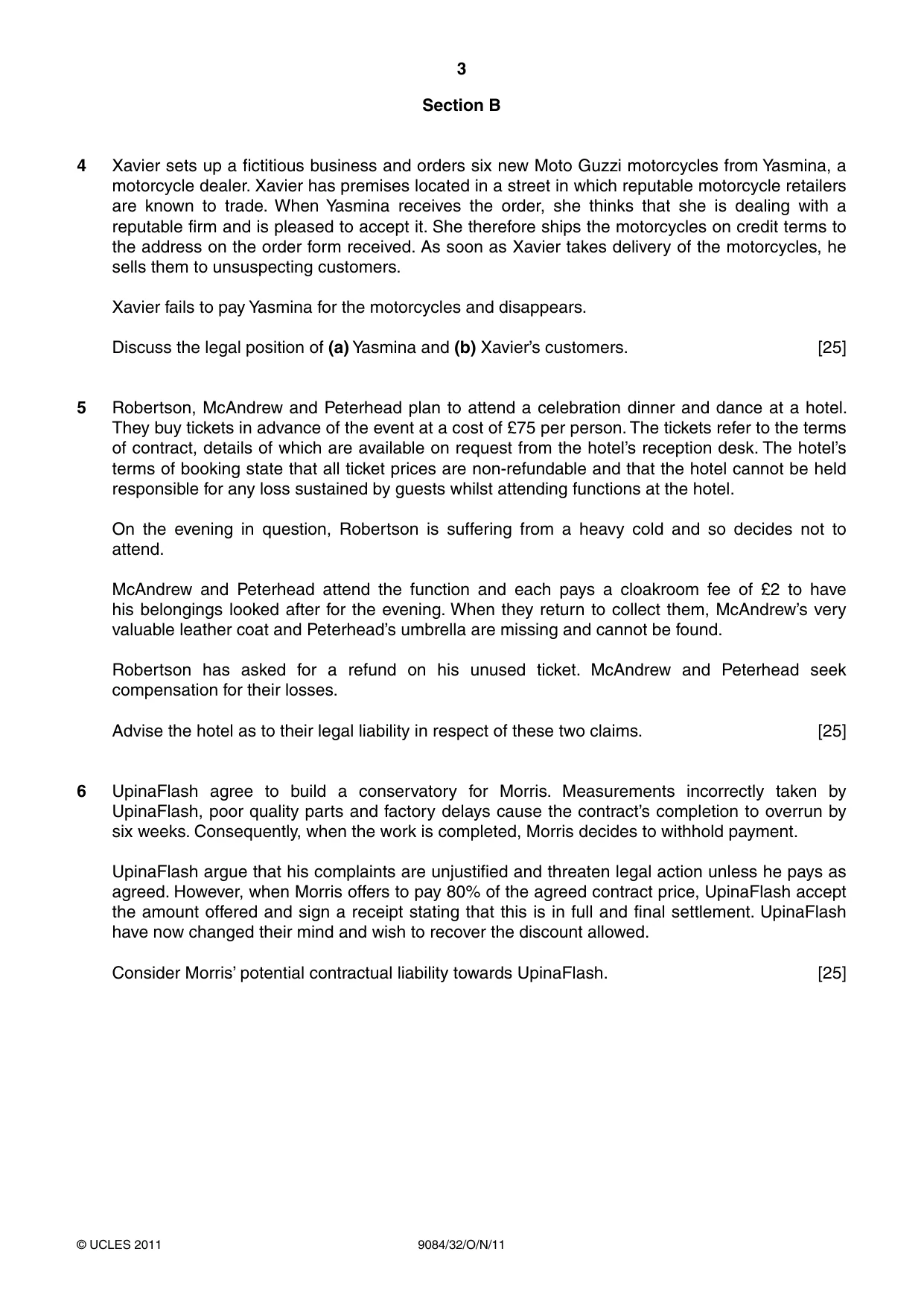 Cambridge A Level Law 9084 2011 Oct/Nov Paper 3 · Variant 2 question paper, page 3 of 4