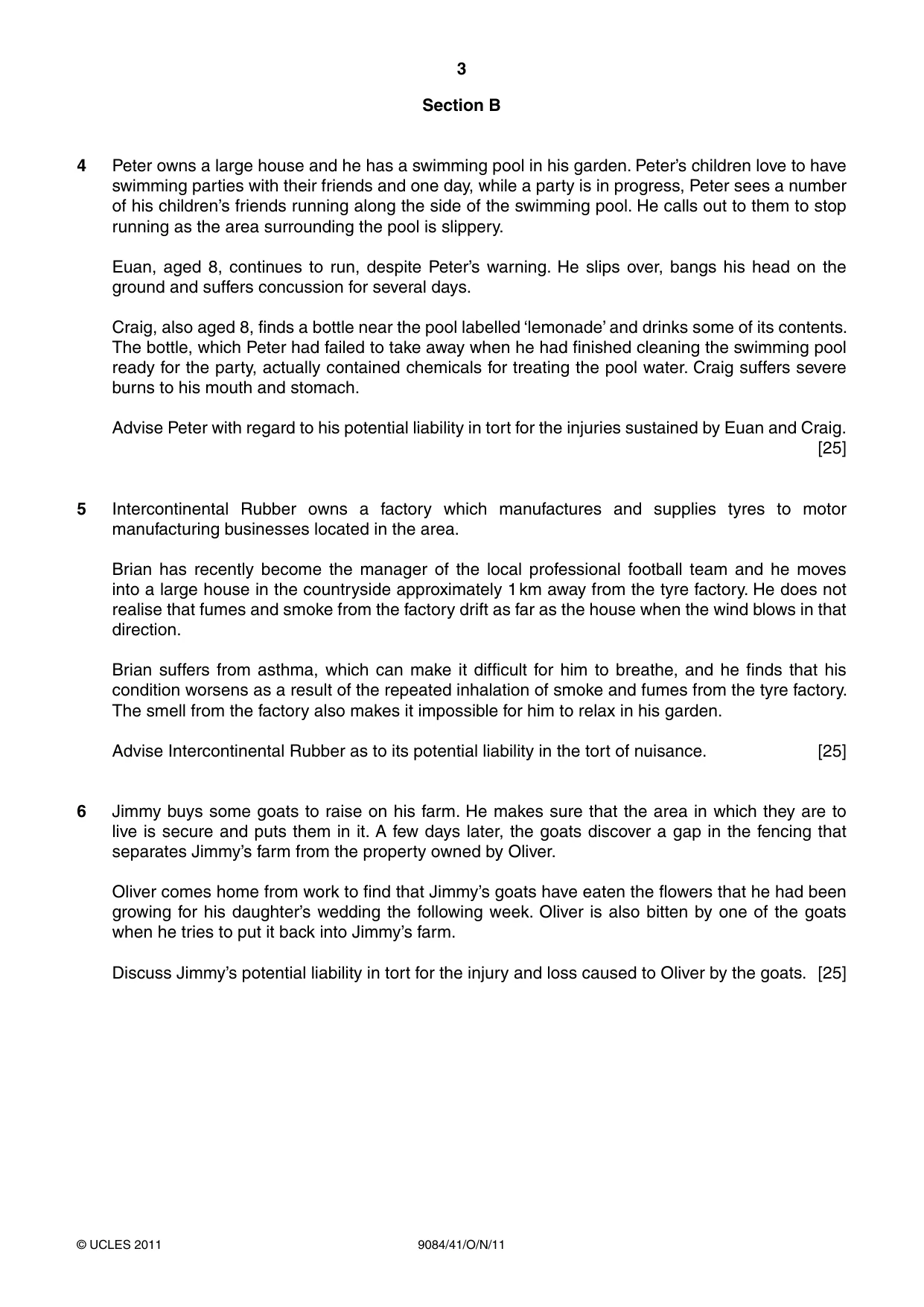 Cambridge A Level Law 9084 2011 Oct/Nov Paper 4 · Variant 1 question paper, page 3 of 4