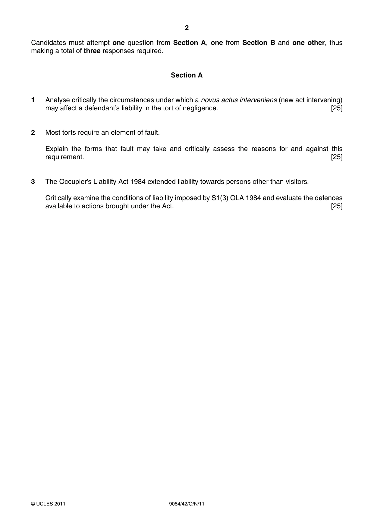 Cambridge A Level Law 9084 2011 Oct/Nov Paper 4 · Variant 2 question paper, page 2 of 4