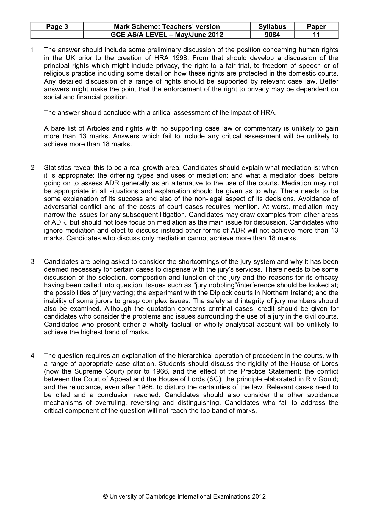 Mark scheme, page 3 of 4