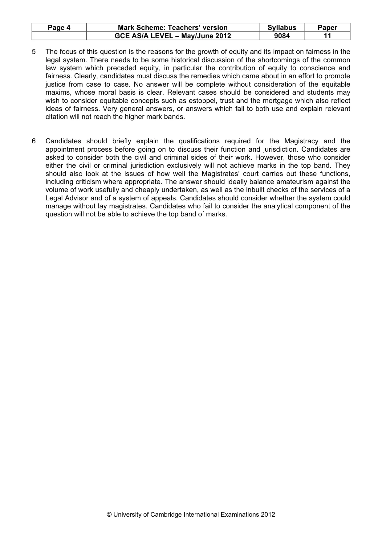 Mark scheme, page 4 of 4
