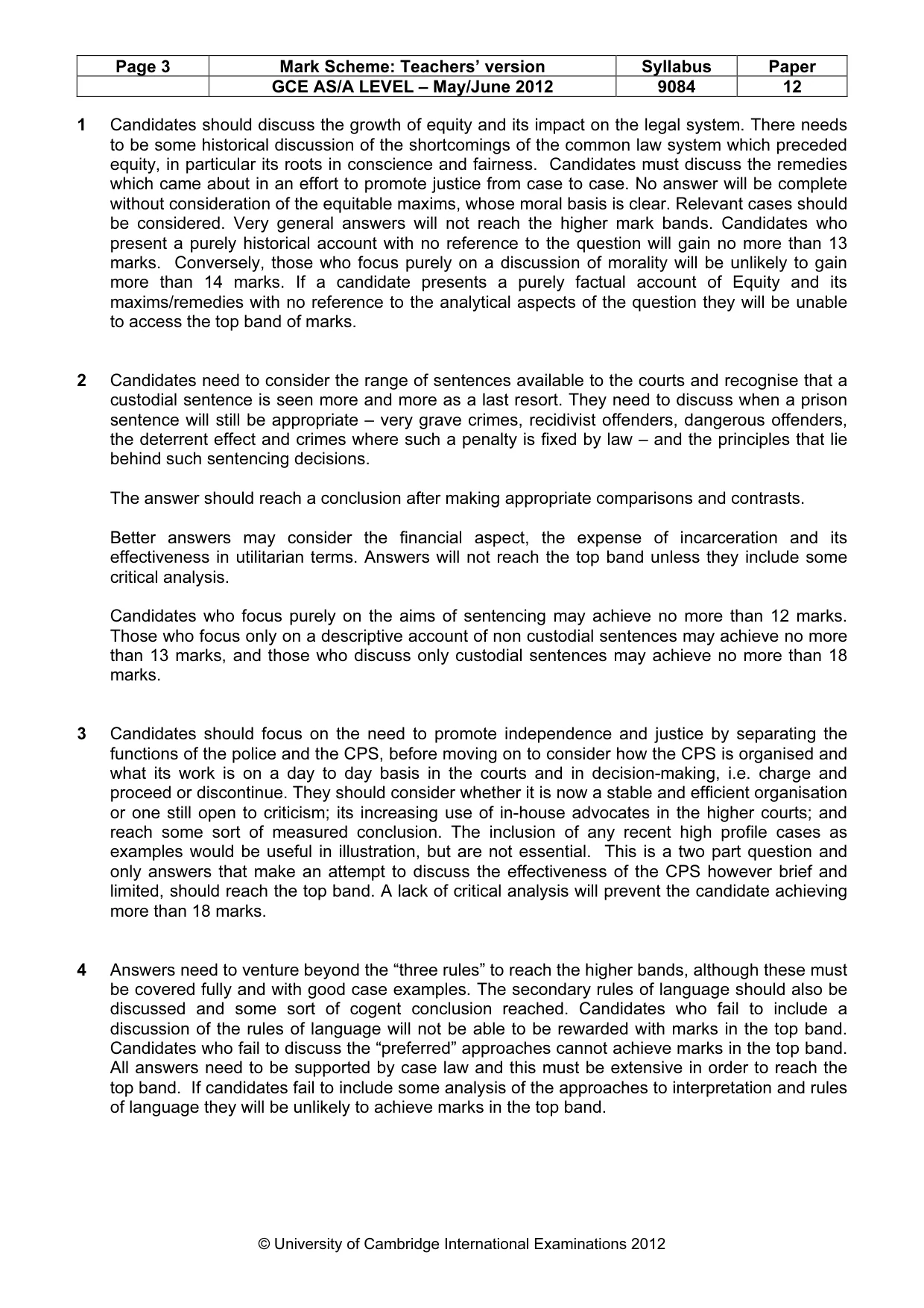 Mark scheme, page 3 of 4