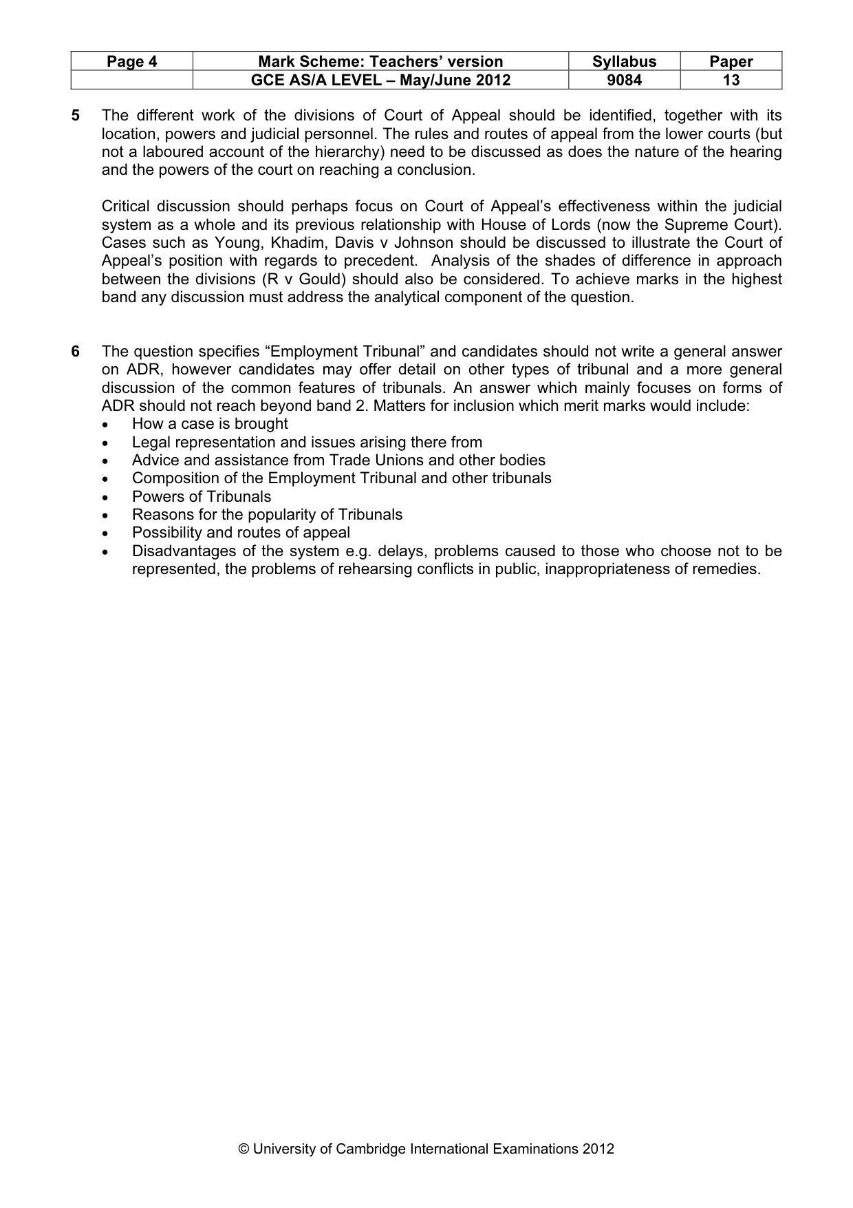 Mark scheme, page 4 of 4