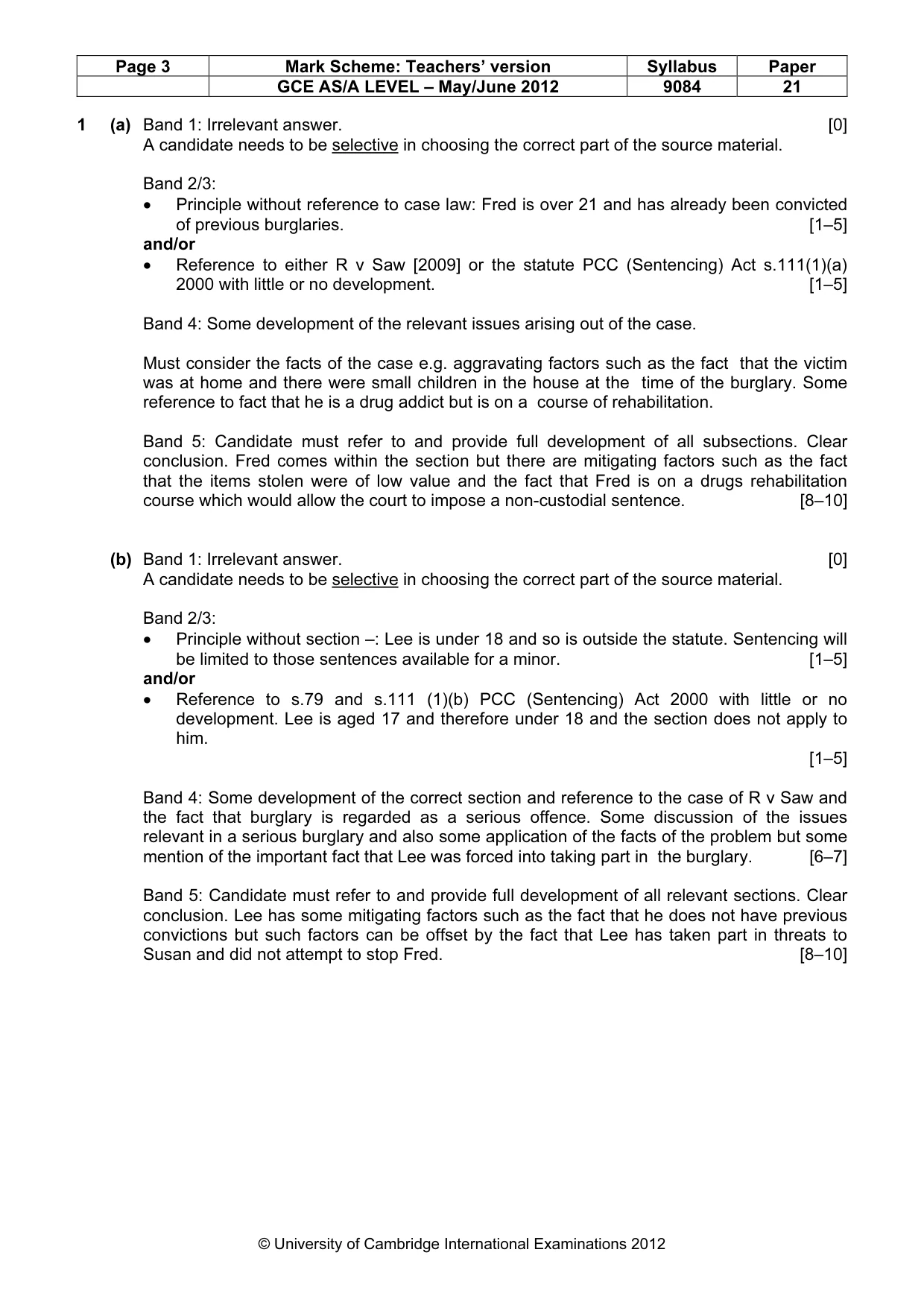 Mark scheme, page 3 of 6