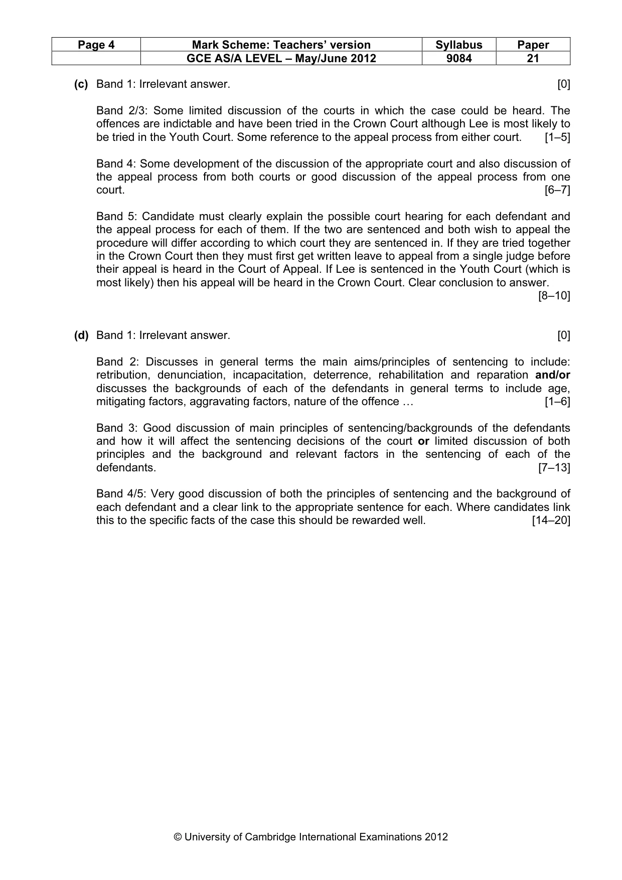Mark scheme, page 4 of 6