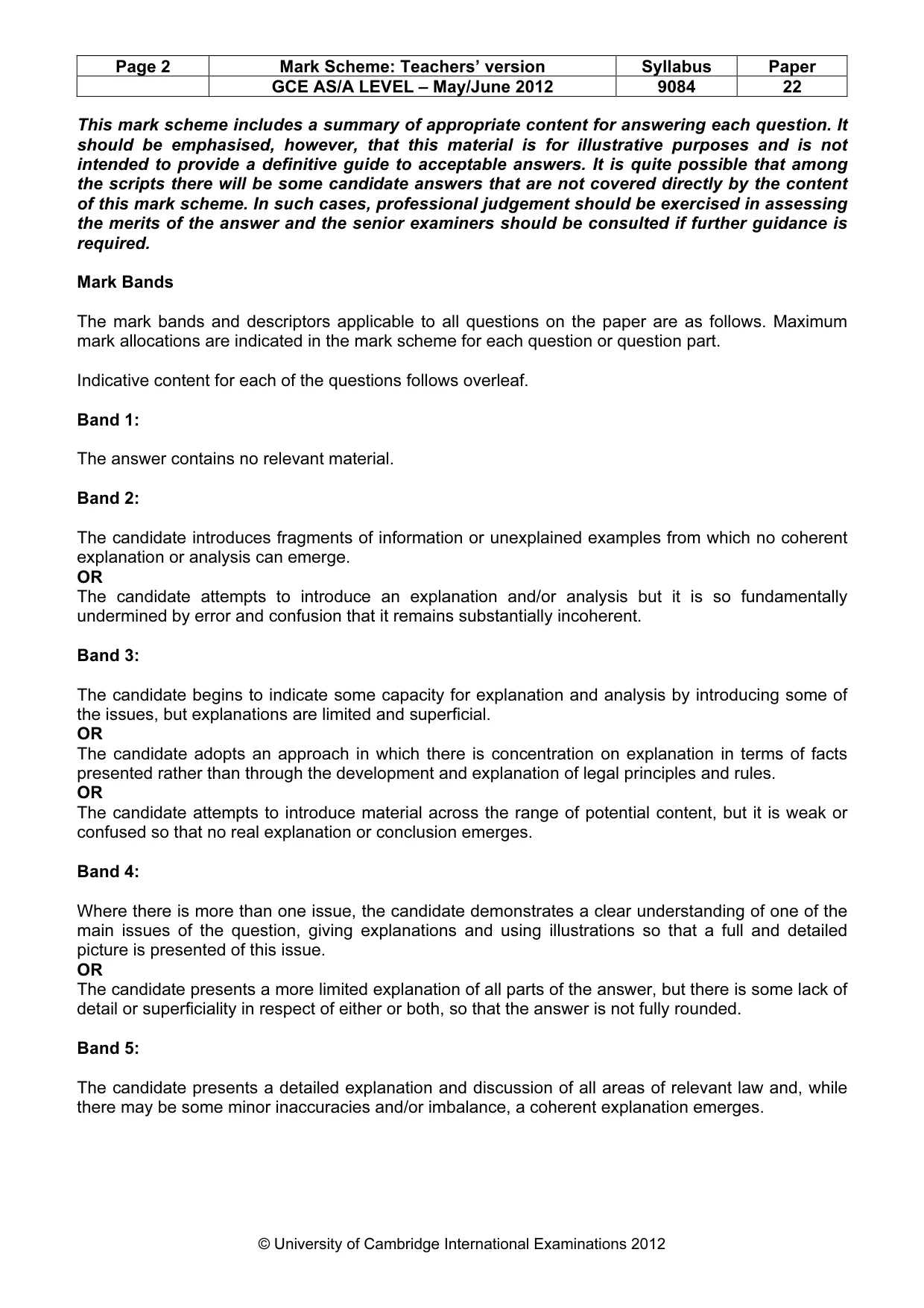 Mark scheme, page 2 of 6
