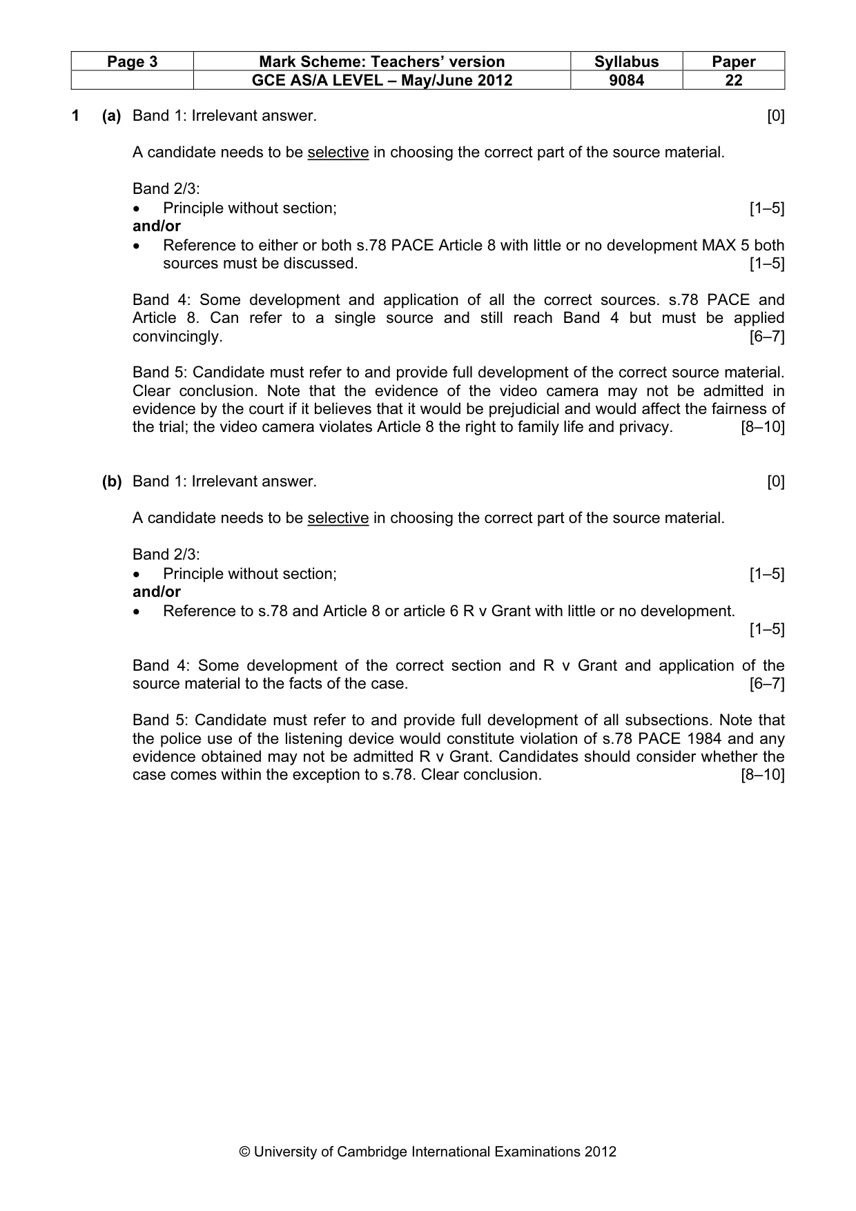 Mark scheme, page 3 of 6