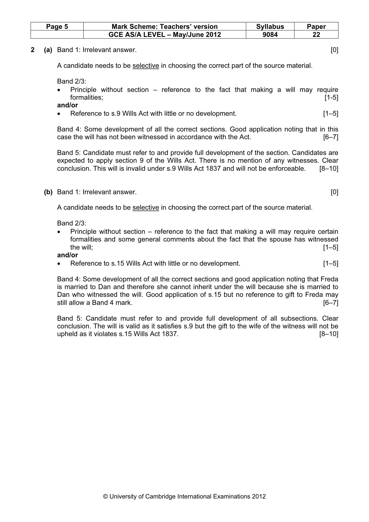 Mark scheme, page 5 of 6