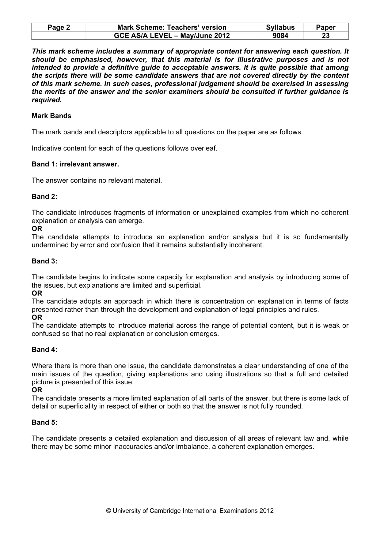 Mark scheme, page 2 of 6