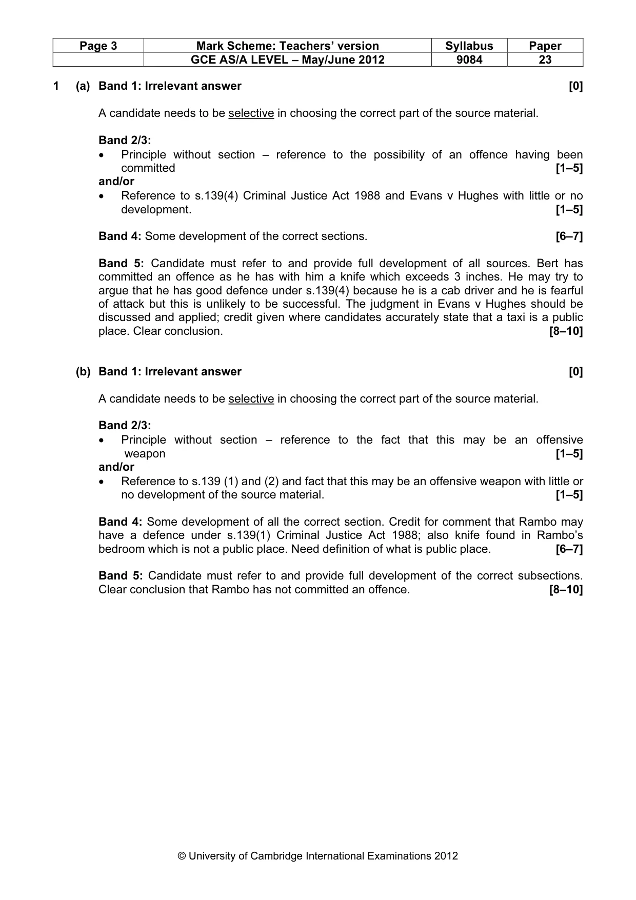 Mark scheme, page 3 of 6