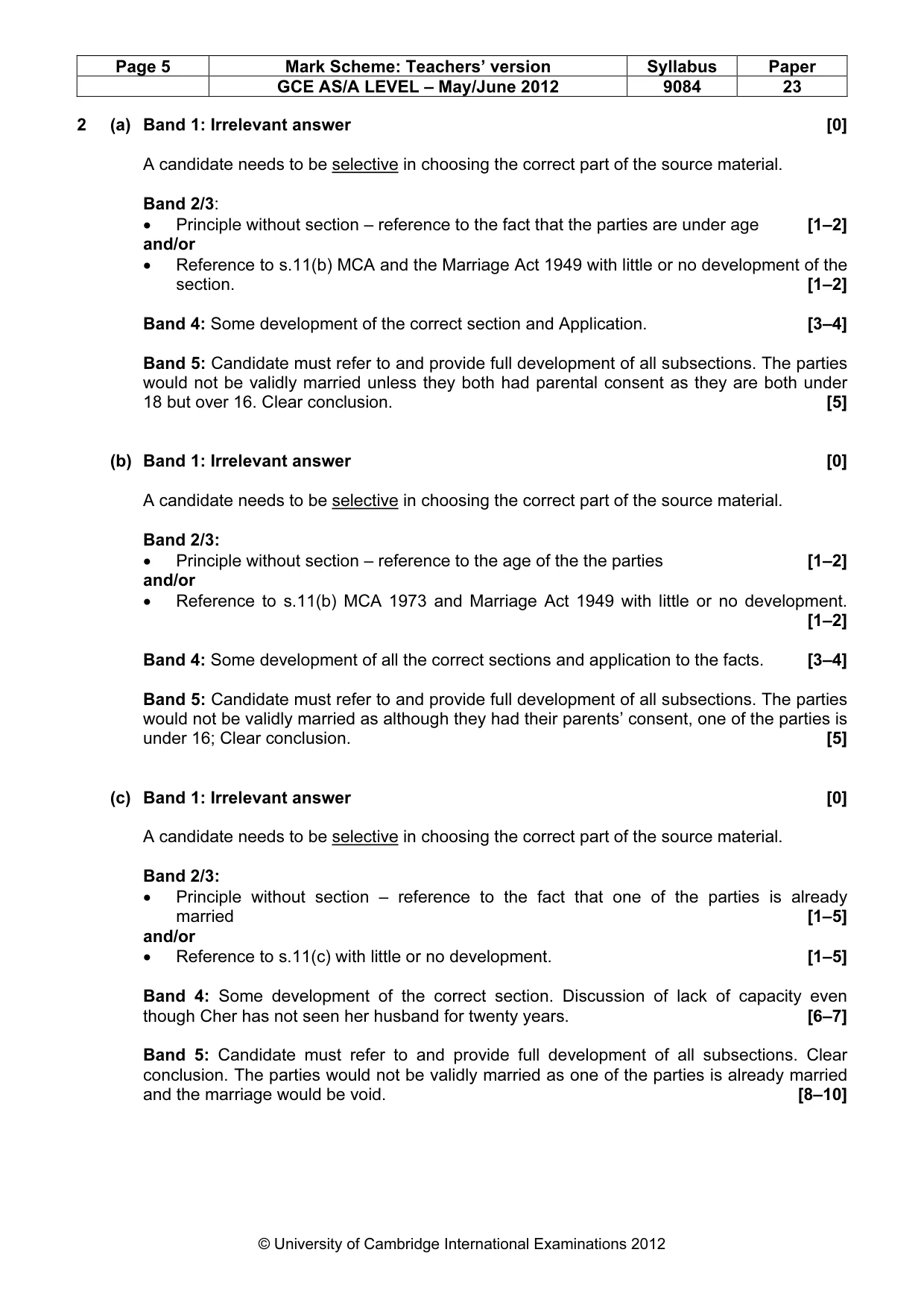 Mark scheme, page 5 of 6