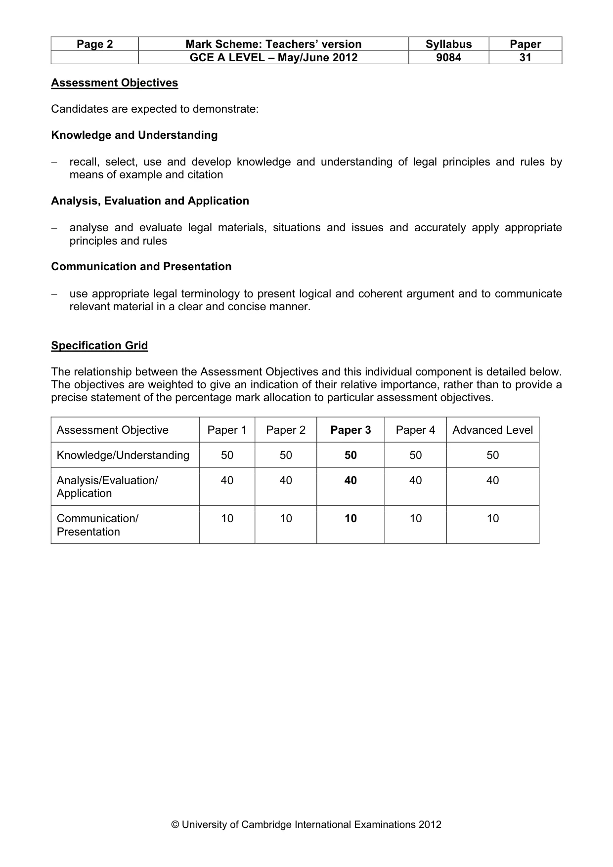 Mark scheme, page 2 of 7