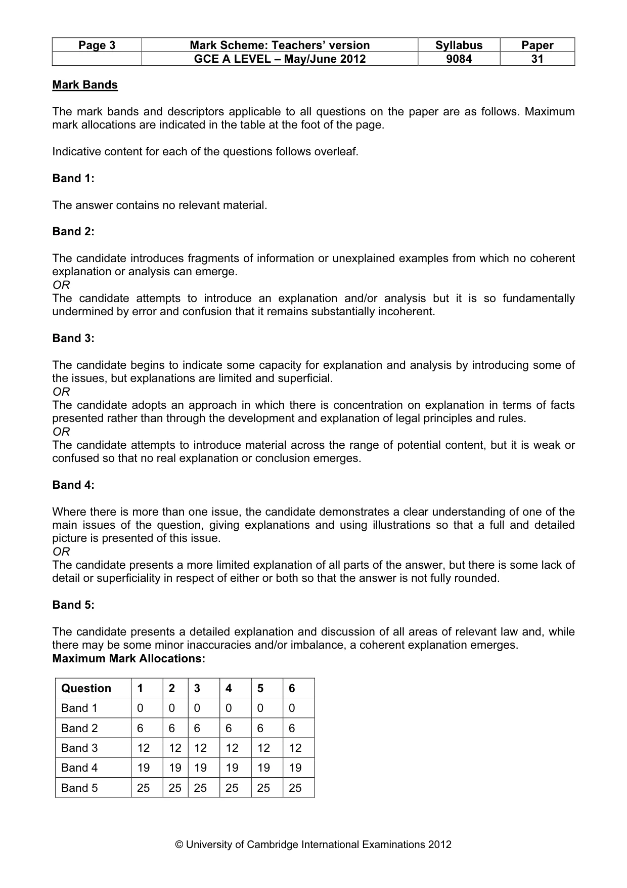 Mark scheme, page 3 of 7