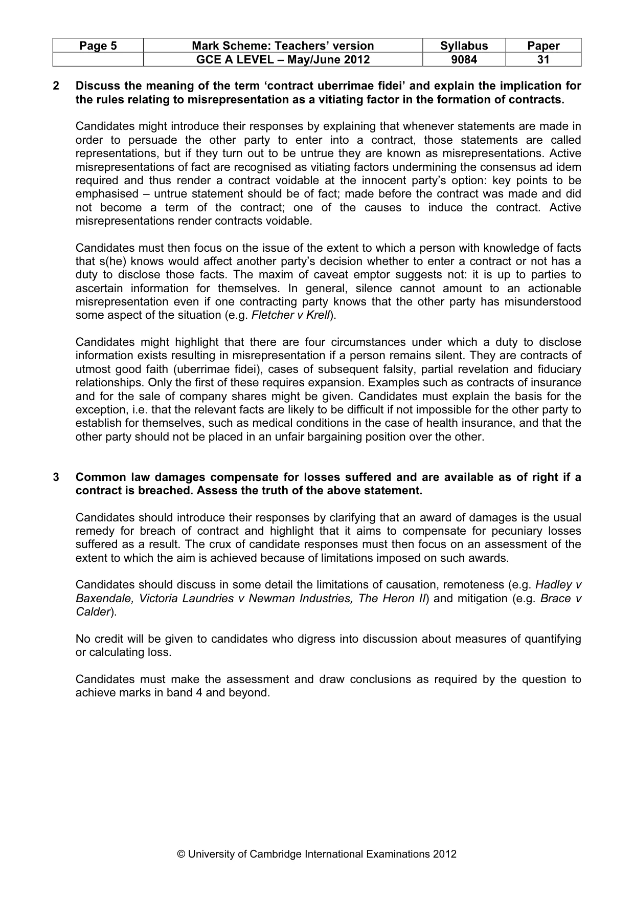 Mark scheme, page 5 of 7