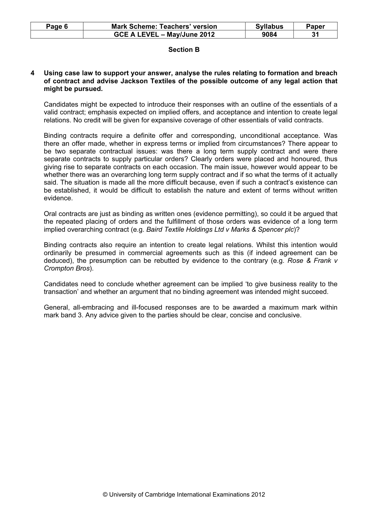 Mark scheme, page 6 of 7
