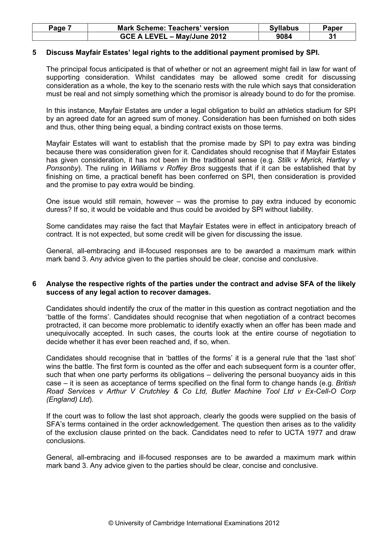 Mark scheme, page 7 of 7