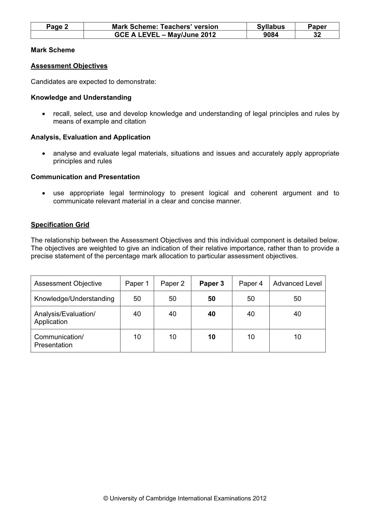 Mark scheme, page 2 of 7