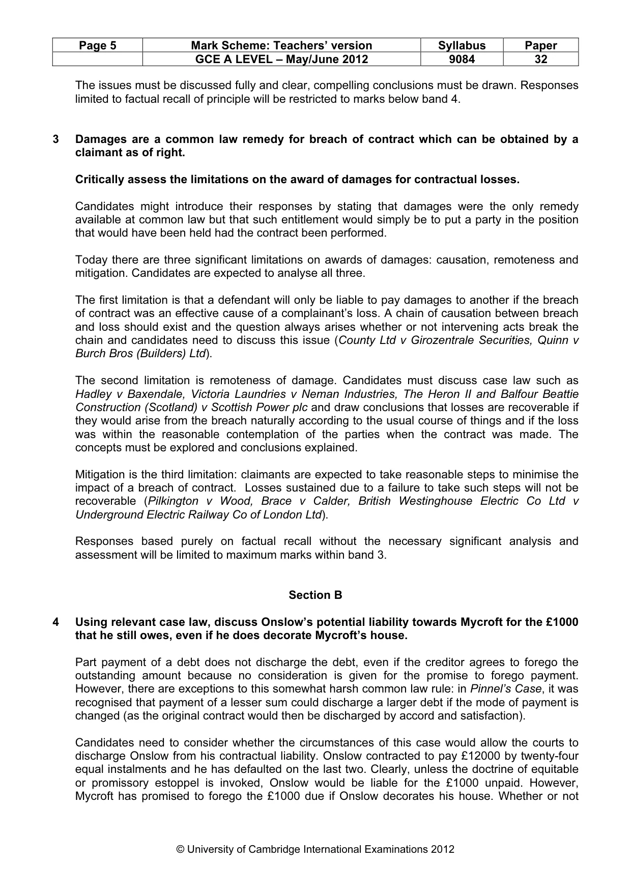 Mark scheme, page 5 of 7