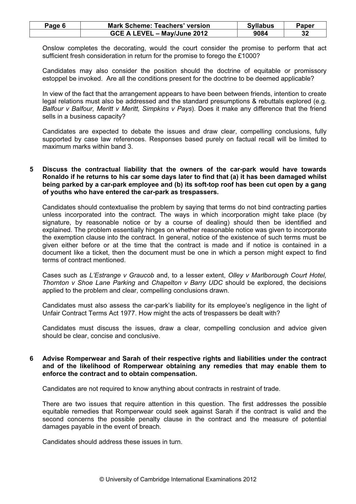 Mark scheme, page 6 of 7