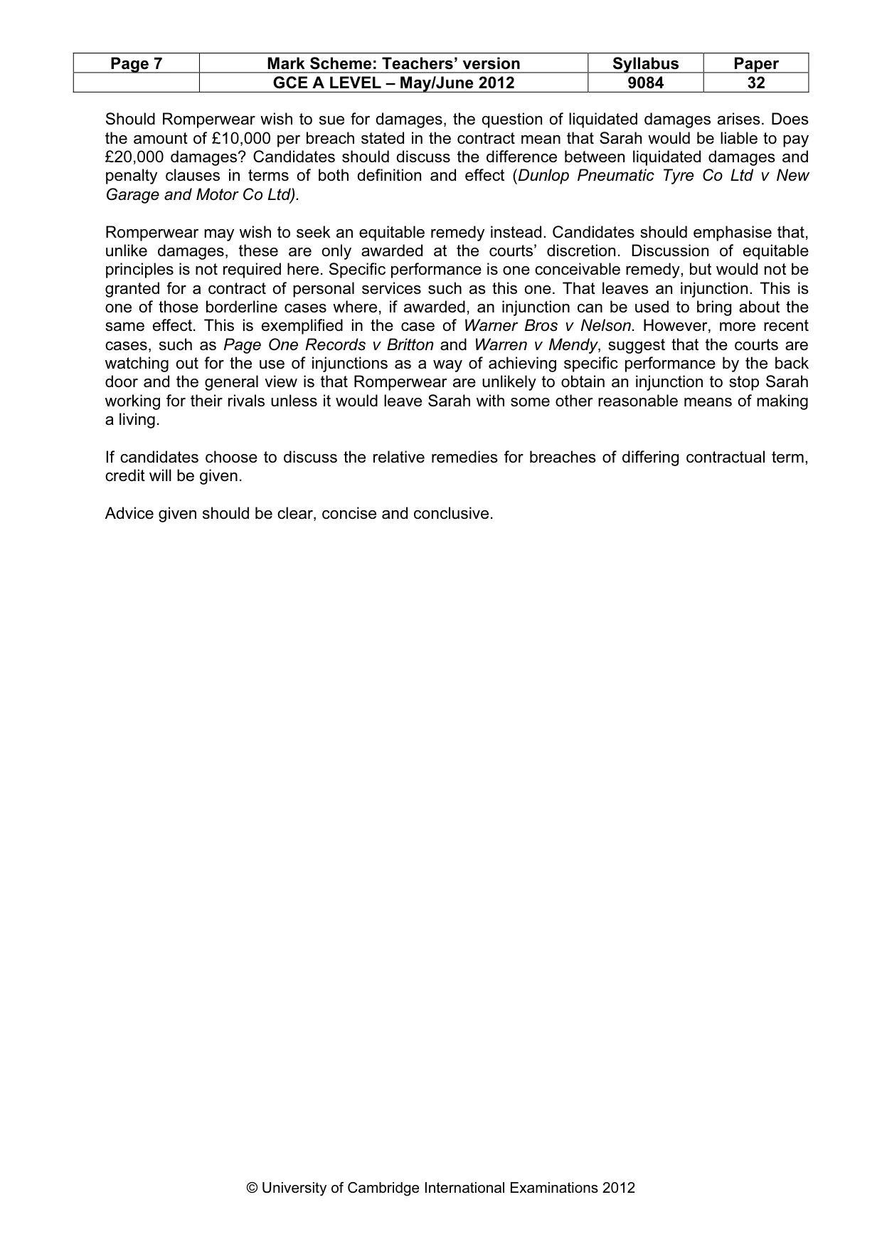 Mark scheme, page 7 of 7