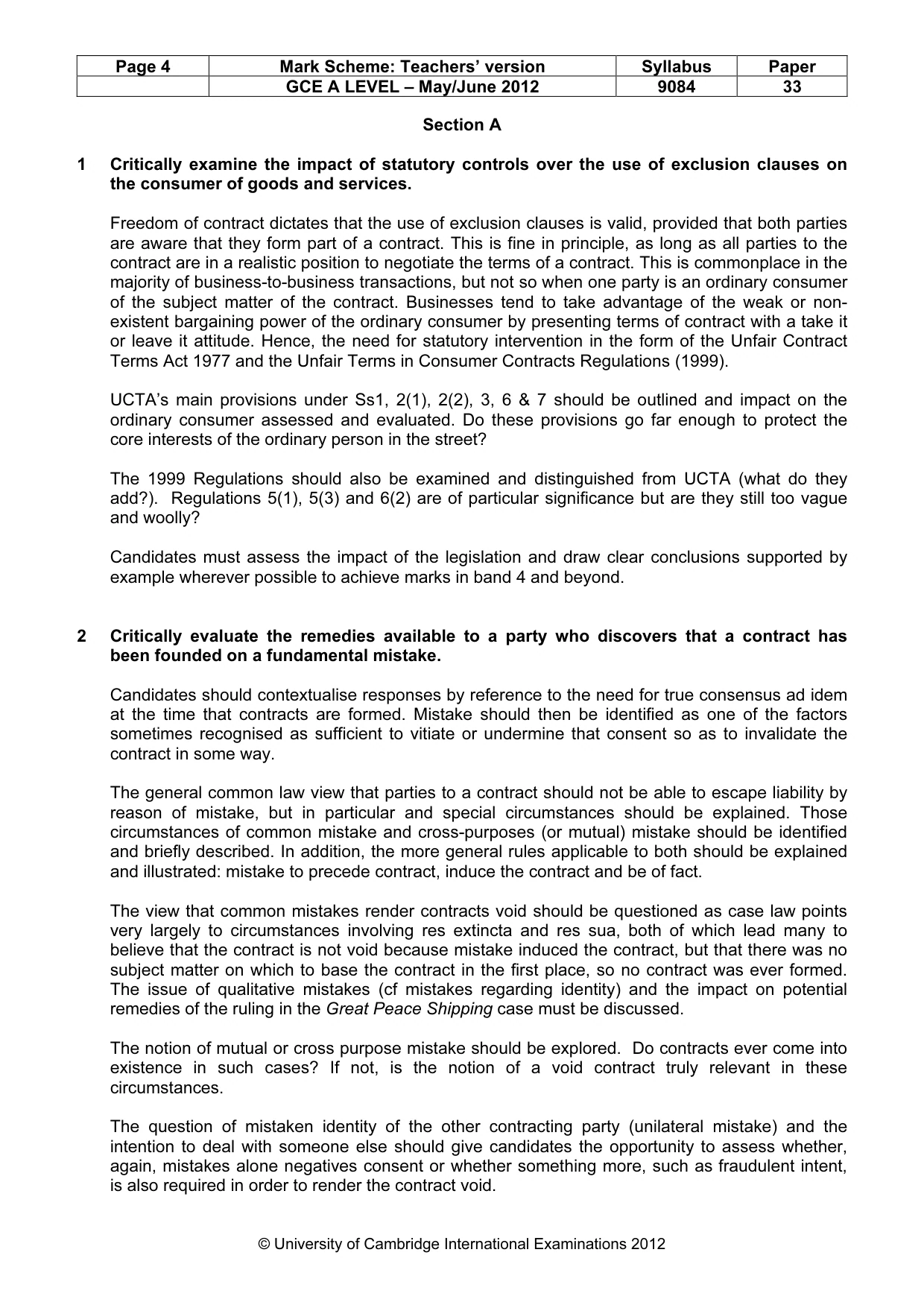 Mark scheme, page 4 of 7