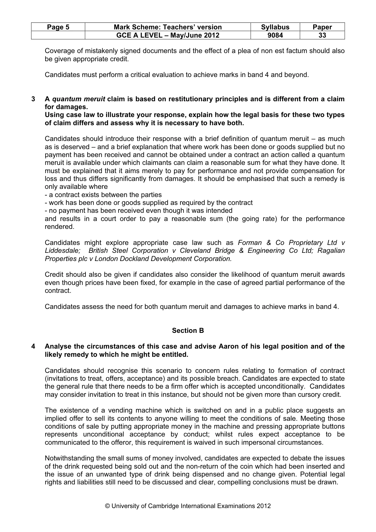 Mark scheme, page 5 of 7