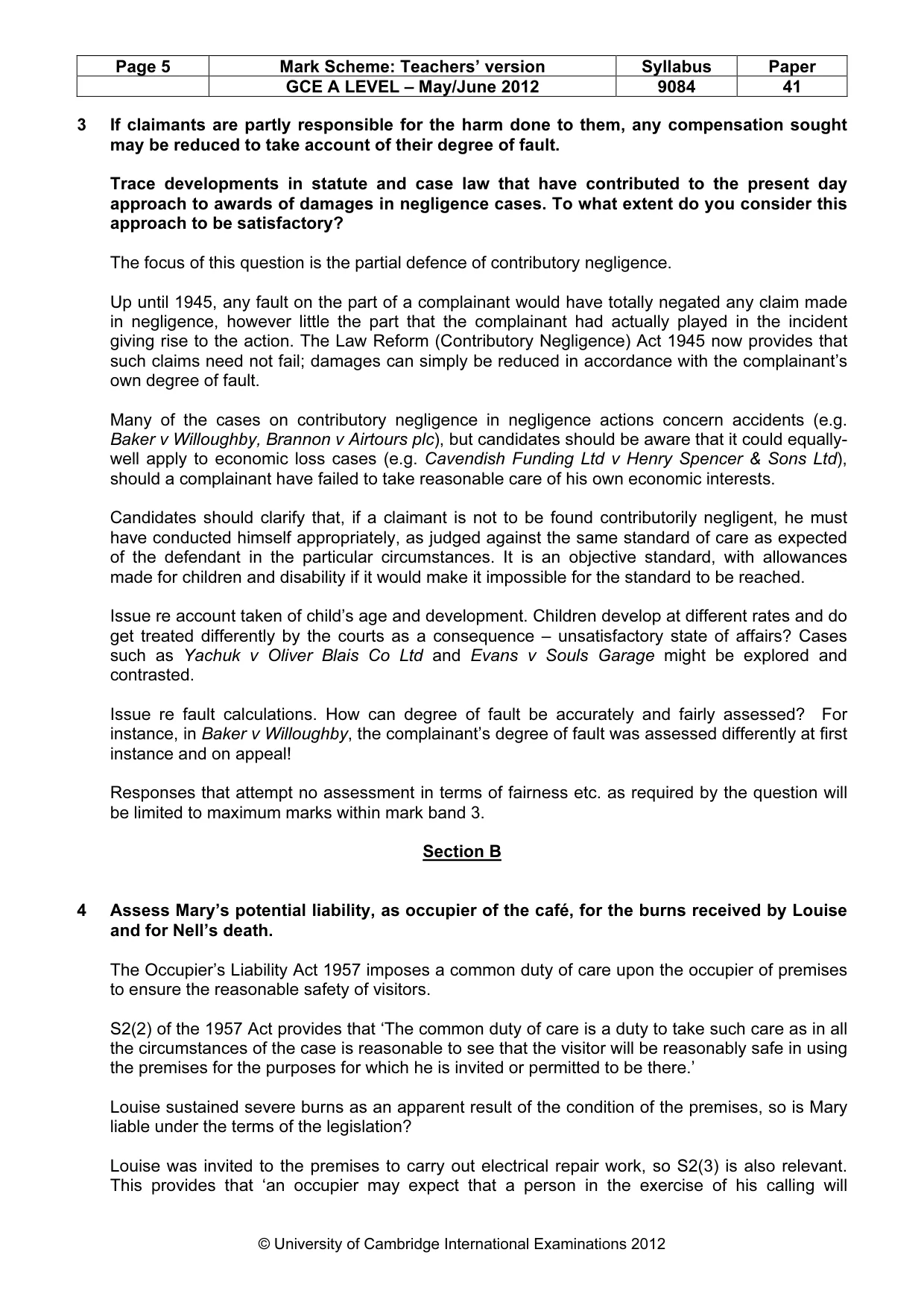 Mark scheme, page 5 of 7