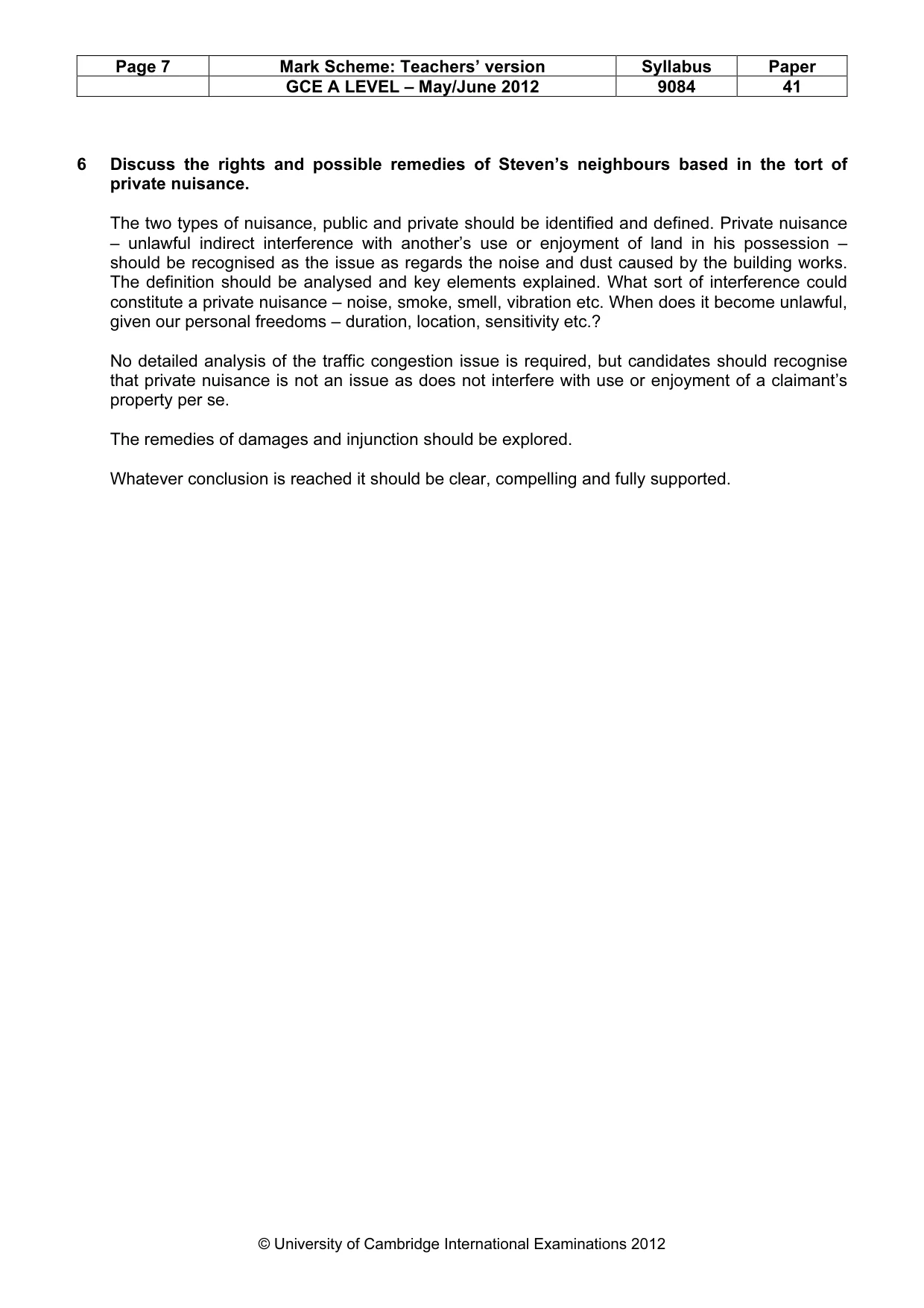 Mark scheme, page 7 of 7