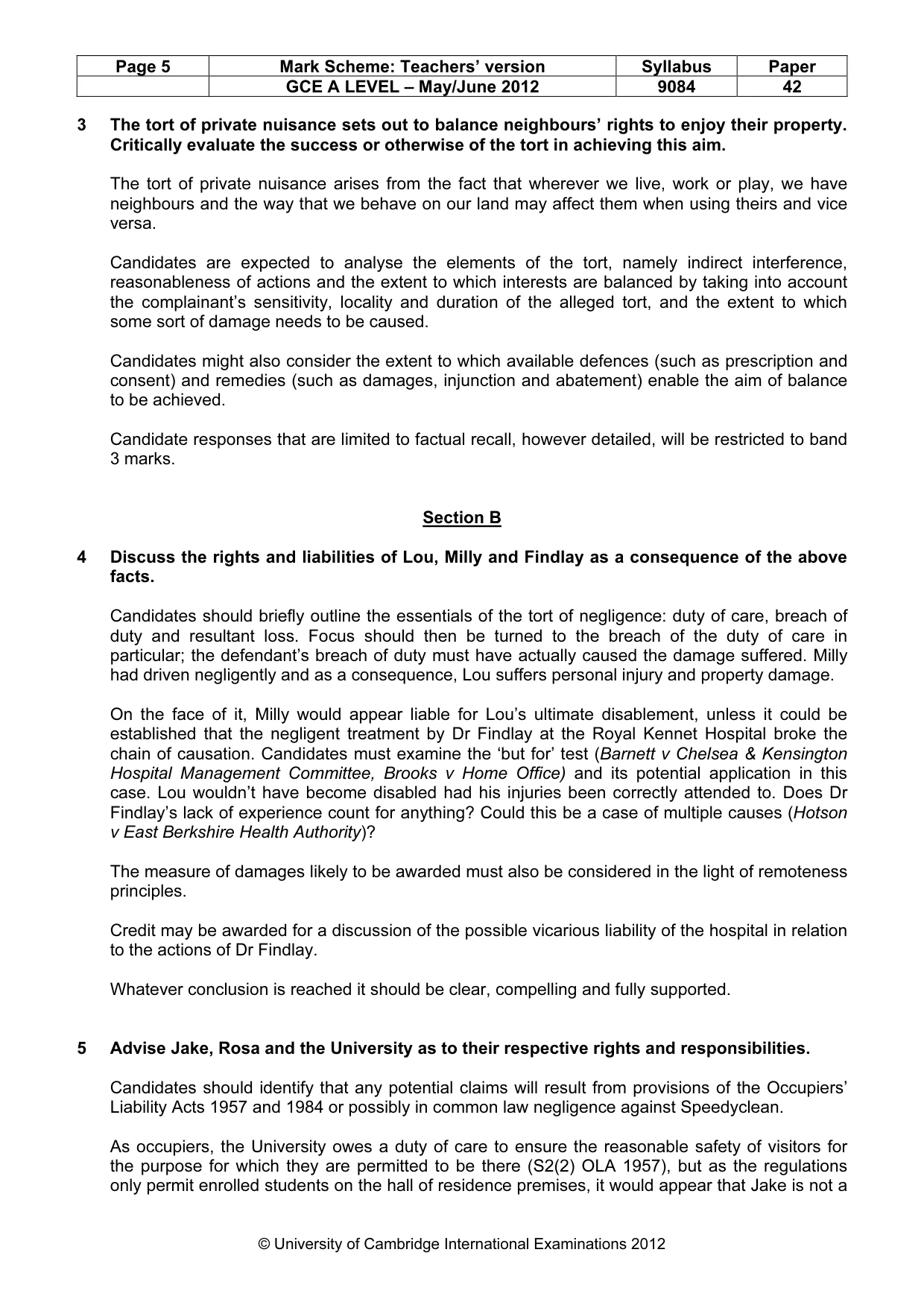Mark scheme, page 5 of 6