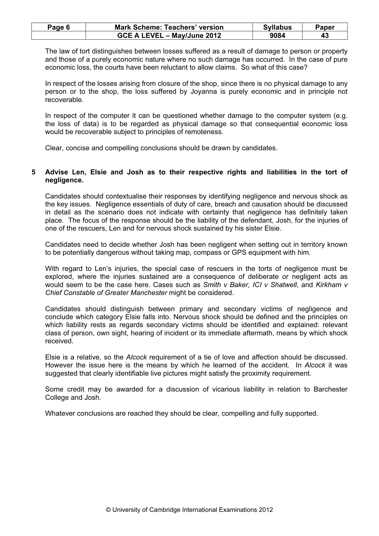Mark scheme, page 6 of 7