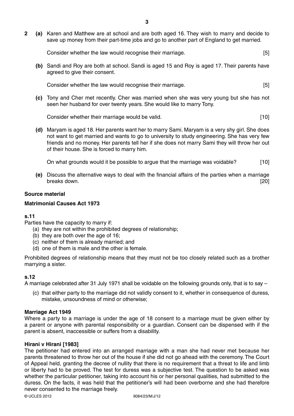 Cambridge A Level Law 9084 2012 May/June Paper 2 · Variant 3 question paper, page 3 of 4