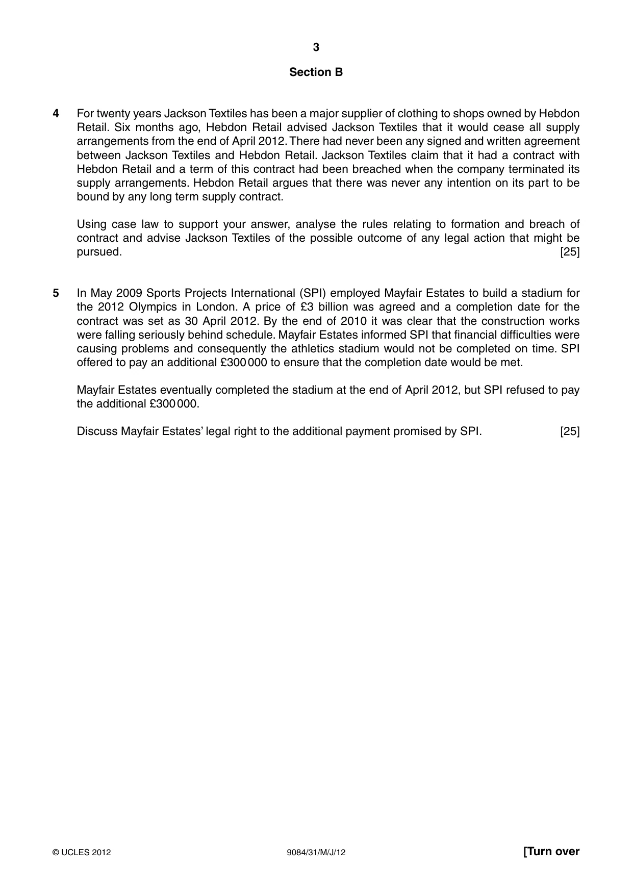 Cambridge A Level Law 9084 2012 May/June Paper 3 · Variant 1 question paper, page 3 of 4