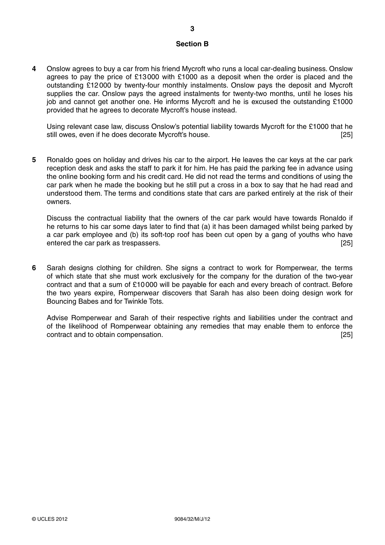 Cambridge A Level Law 9084 2012 May/June Paper 3 · Variant 2 question paper, page 3 of 4