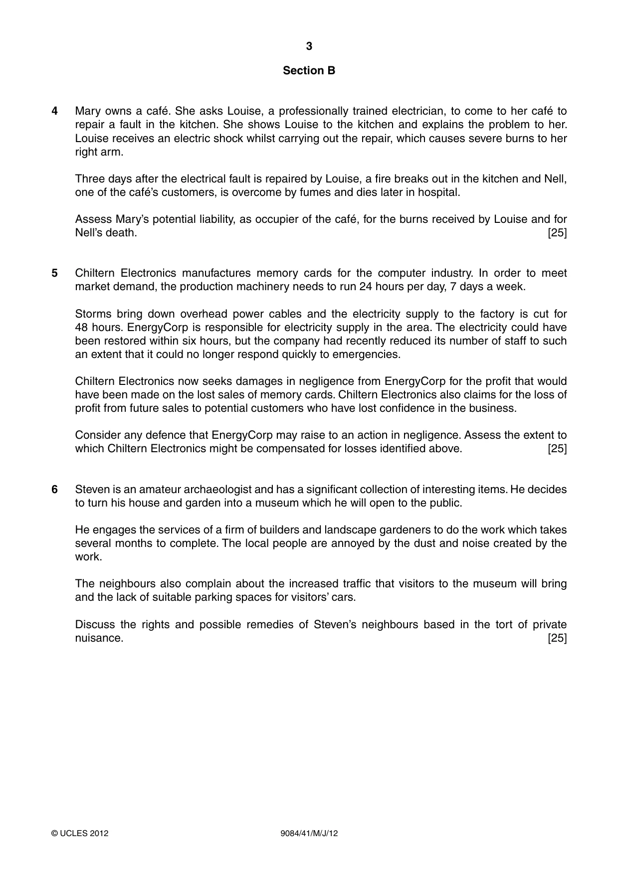 Cambridge A Level Law 9084 2012 May/June Paper 4 · Variant 1 question paper, page 3 of 4