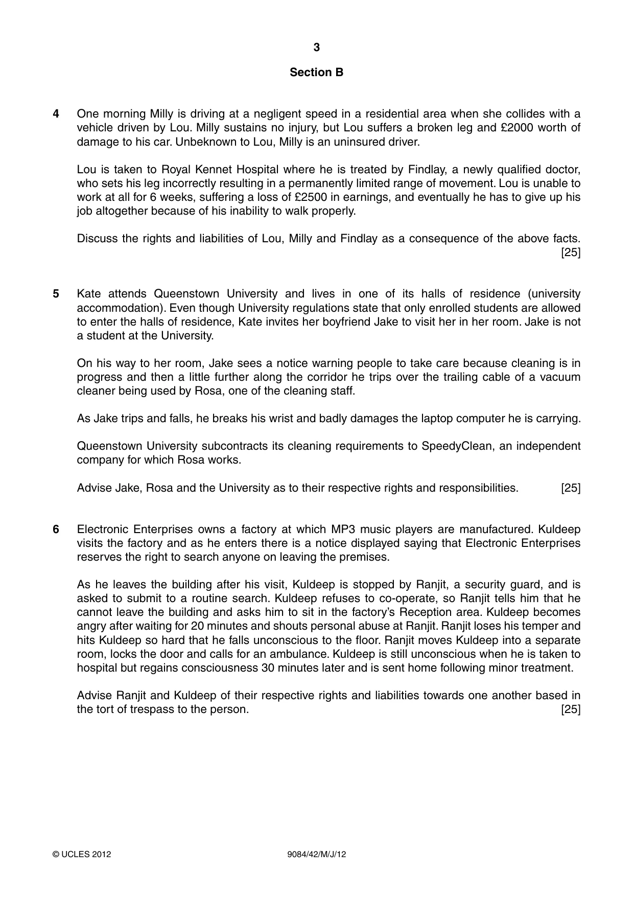 Cambridge A Level Law 9084 2012 May/June Paper 4 · Variant 2 question paper, page 3 of 4